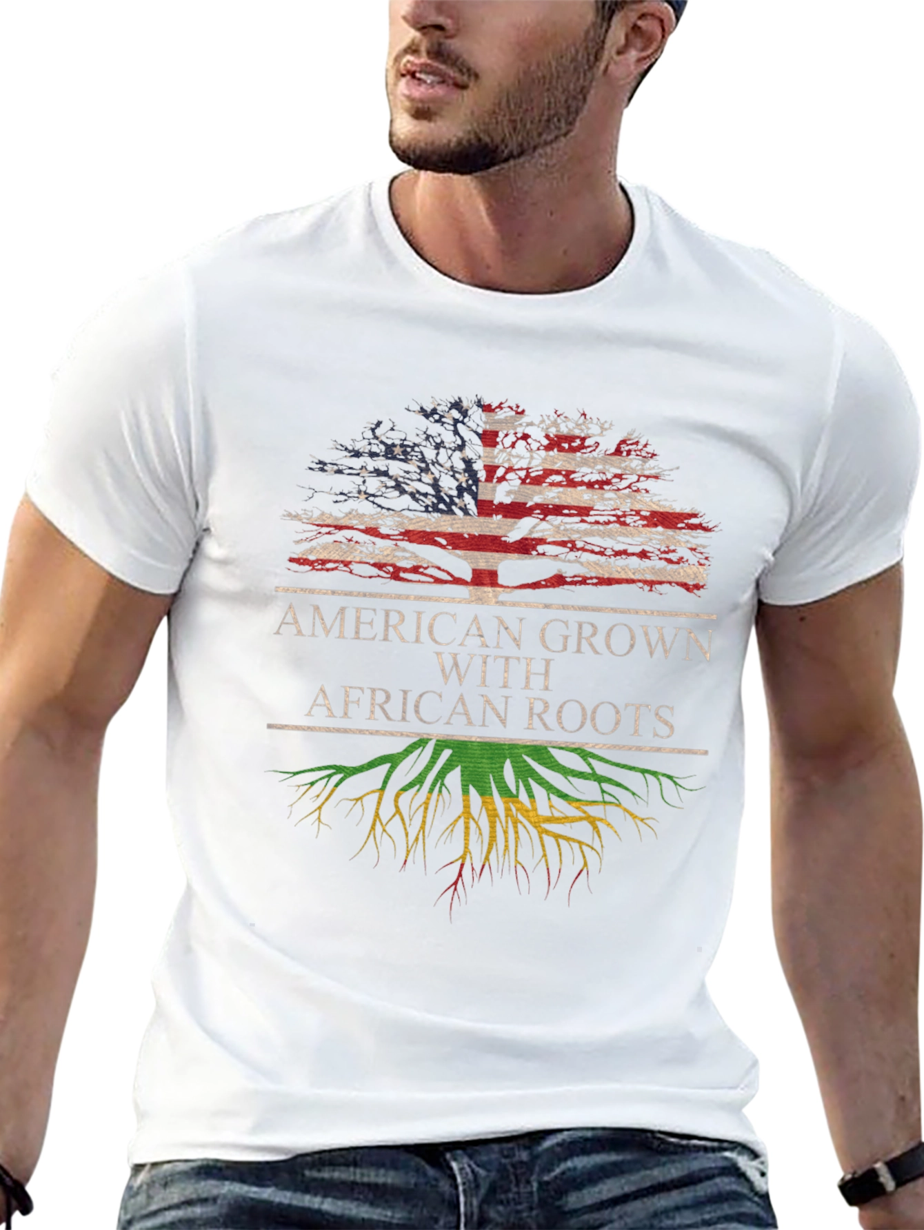 Black American Grown African Roots T-Shirt view 13