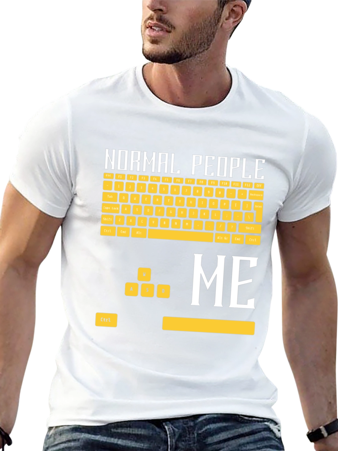 Black Gamer T-Shirt: Normal People vs. Me Keyboard view 13