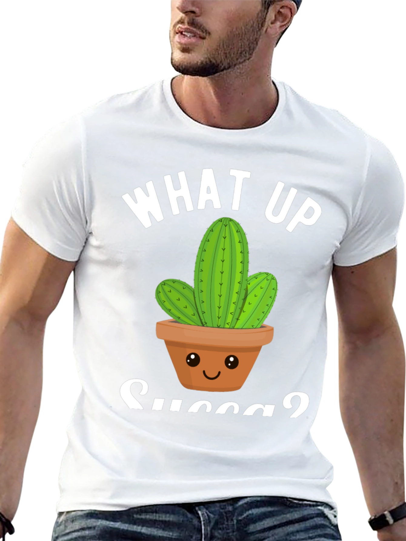 Black What Up Succa? Cactus Graphic T-Shirt view 13