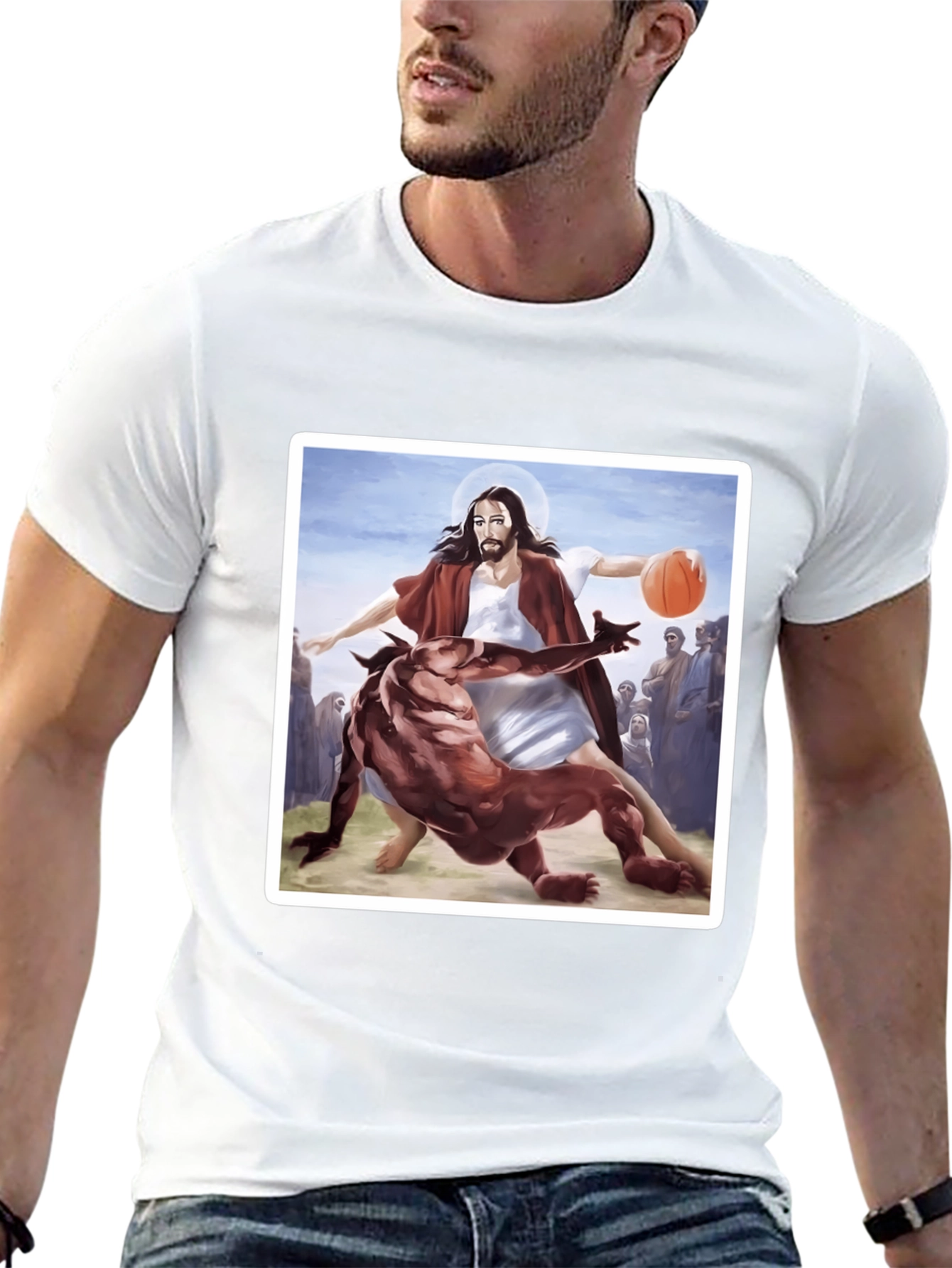 Black Jesus Basketball Graphic Tee - Black Cotton Blend view 13