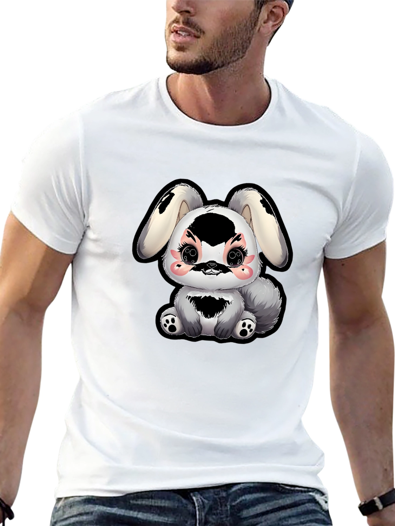 Black Cute Kawaii Bunny T-Shirt - Black view 13