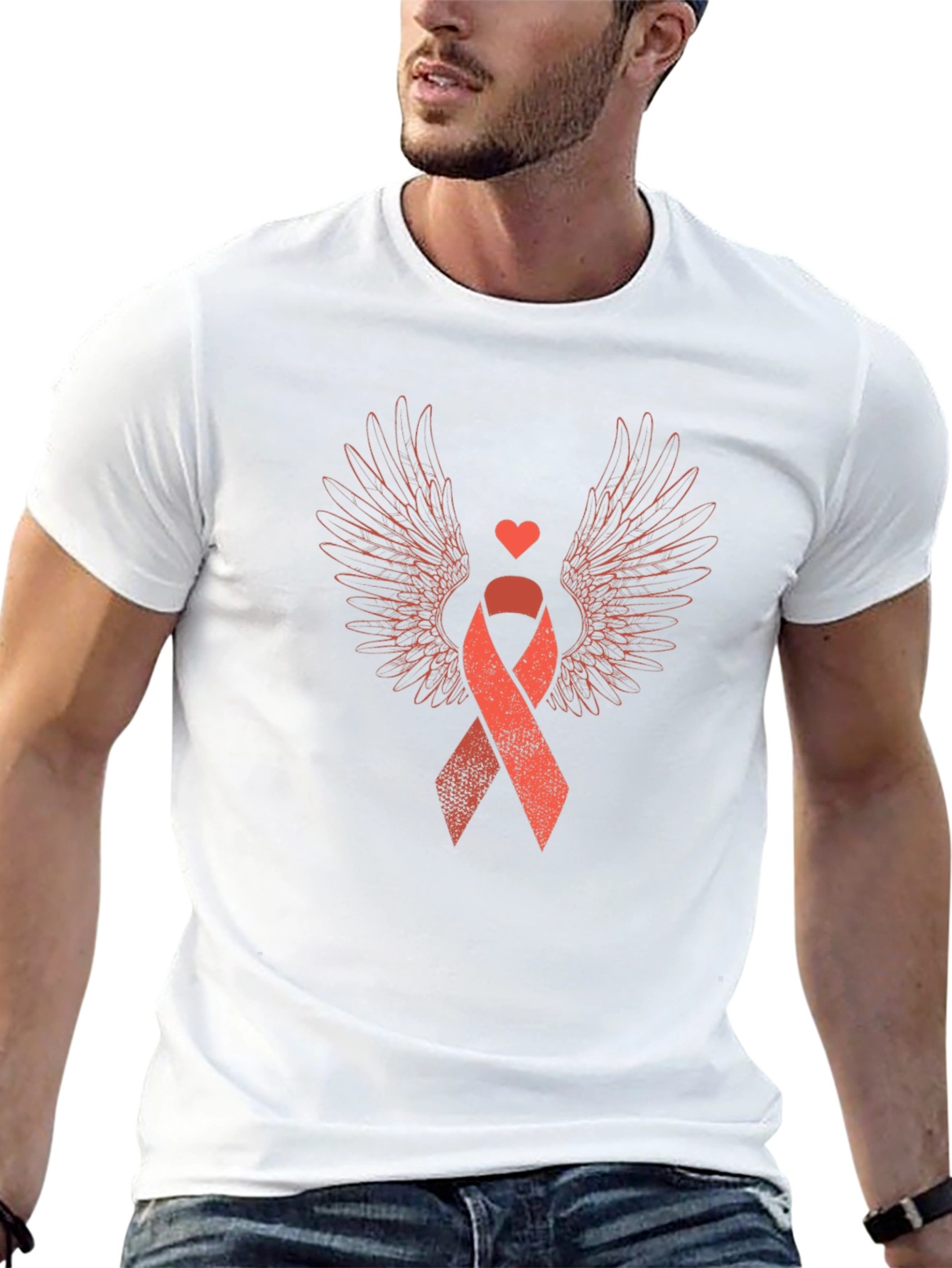 Black Heart & Wings Awareness Ribbon Graphic Tee view 13