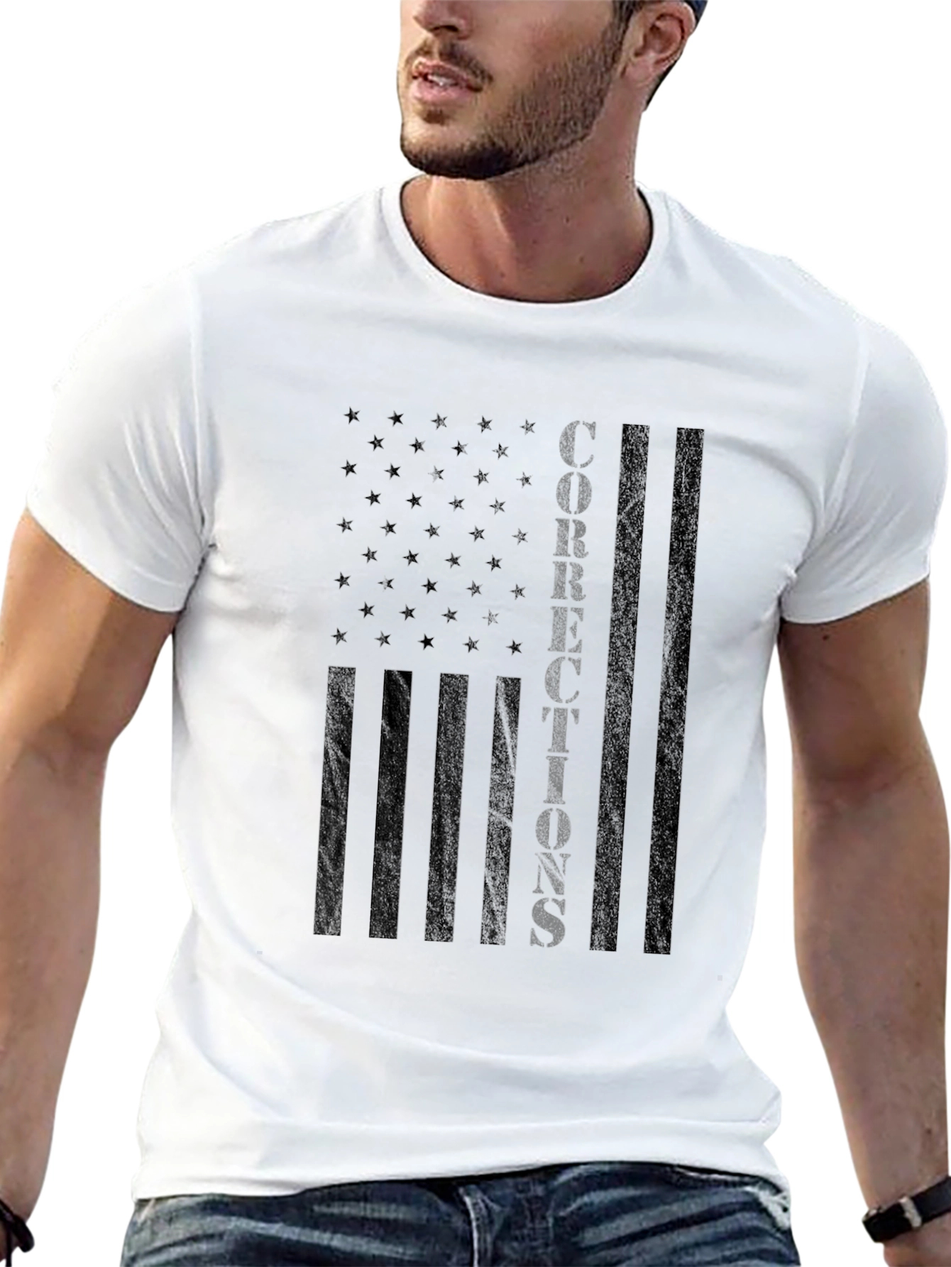 Black Corrections American Flag Graphic T-Shirt view 13