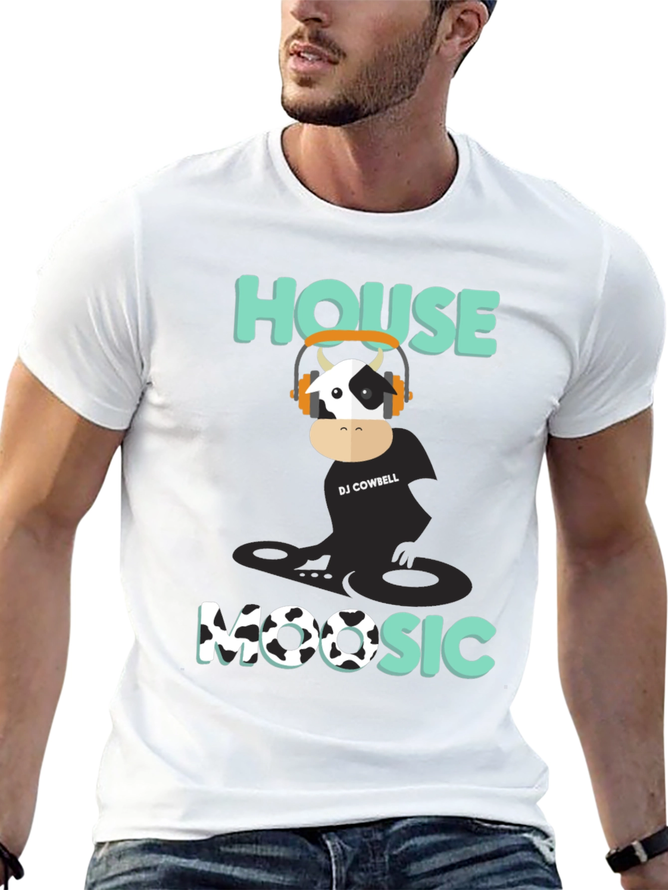 Black DJ Cowbell House Moosic T-Shirt - Black view 13