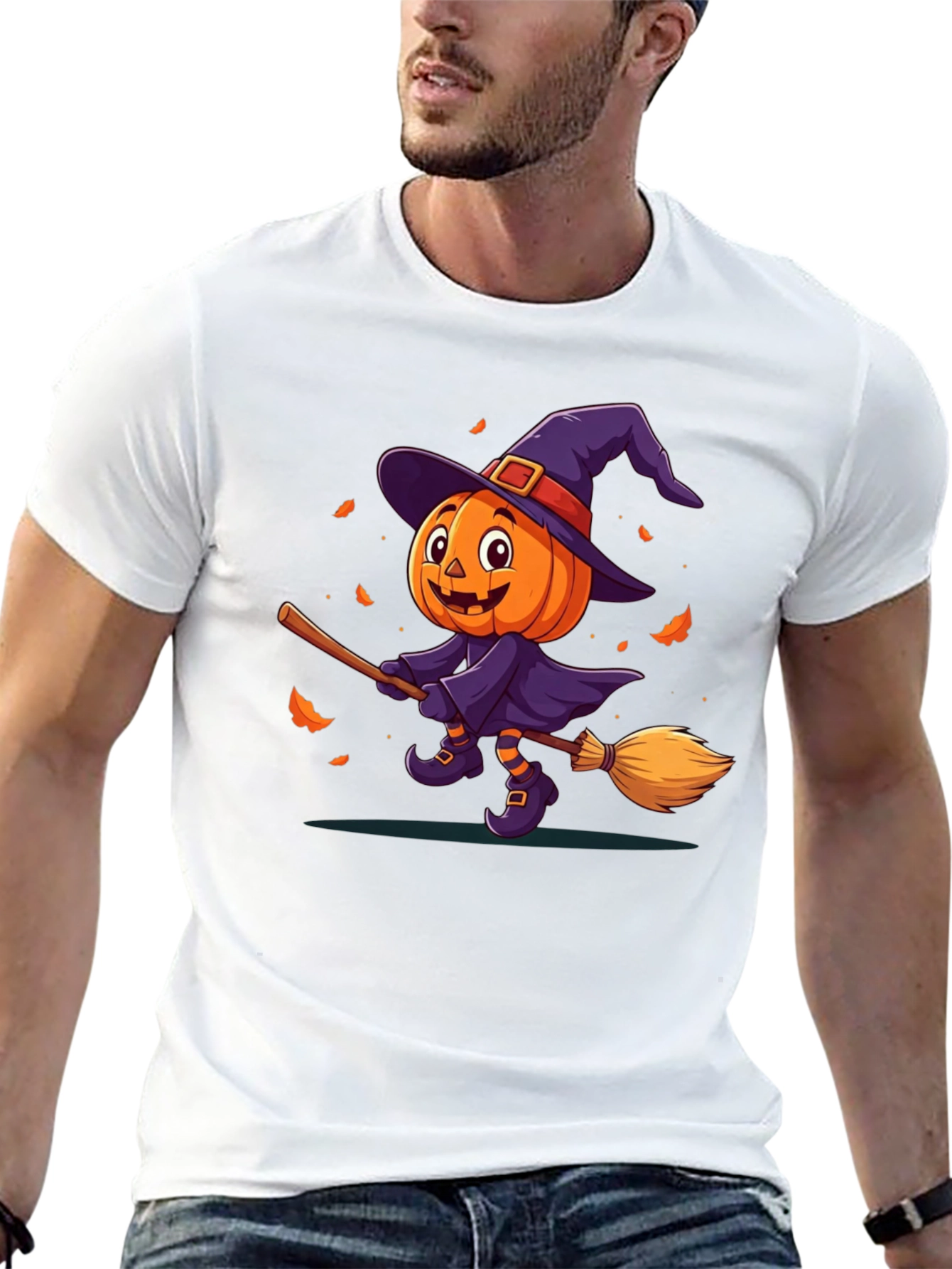 Black Halloween Pumpkin Witch T-Shirt view 13
