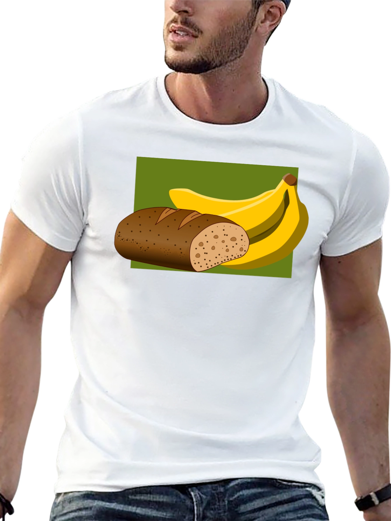 Black Bread & Bananas Graphic Tee - Novelty Food Shirt view 13