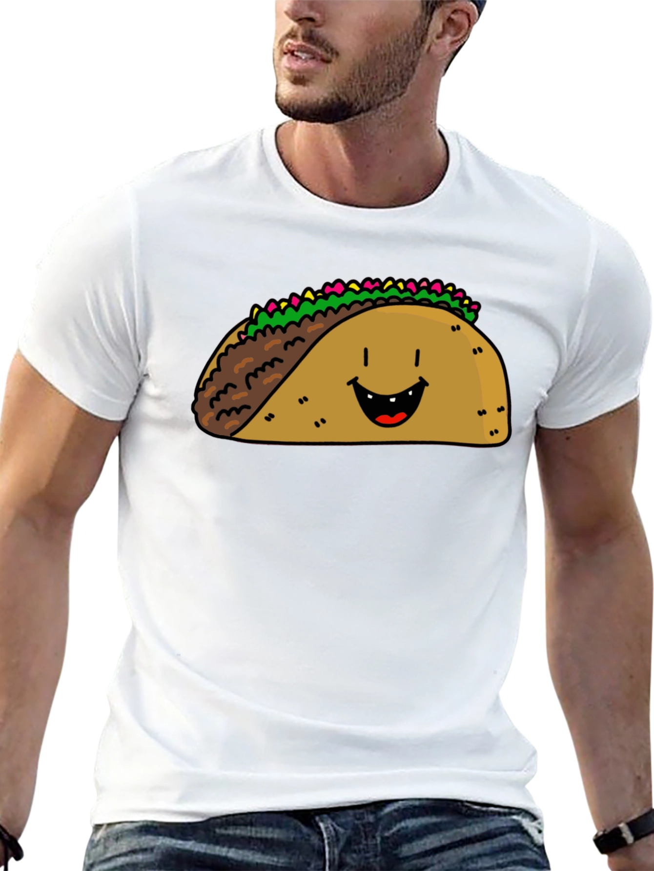 Black Happy Taco Graphic Tee - Black Cotton Blend view 13