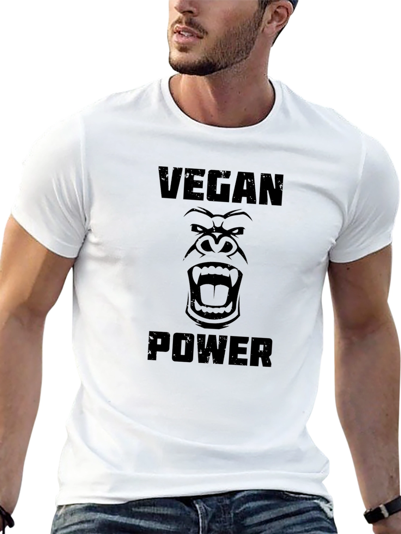 Vegan Power Gorilla Graphic Tee - Black - 13