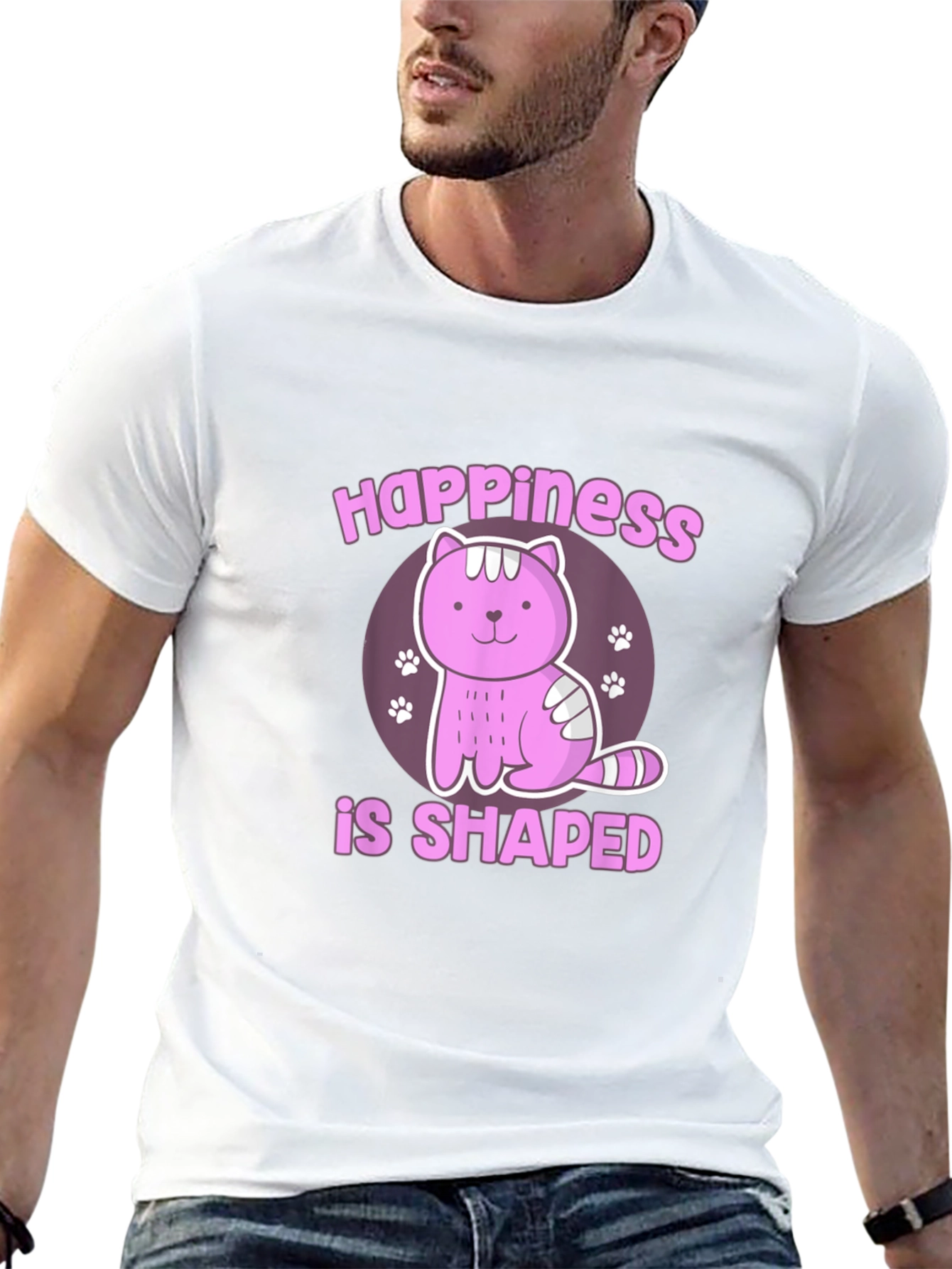 Black Happiness Shaped Cat T-Shirt view 13
