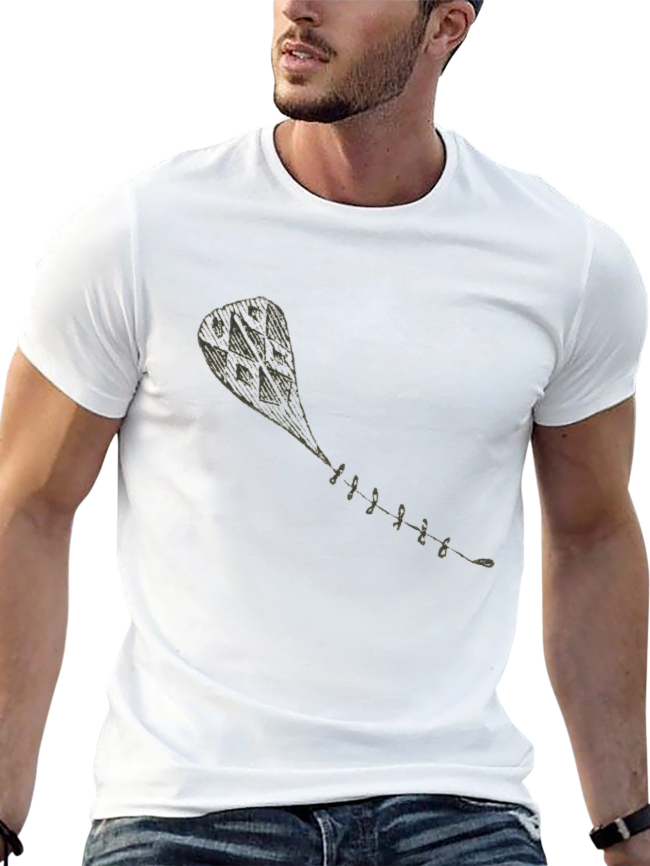 Black T-Shirt with Kite Graphic - 13