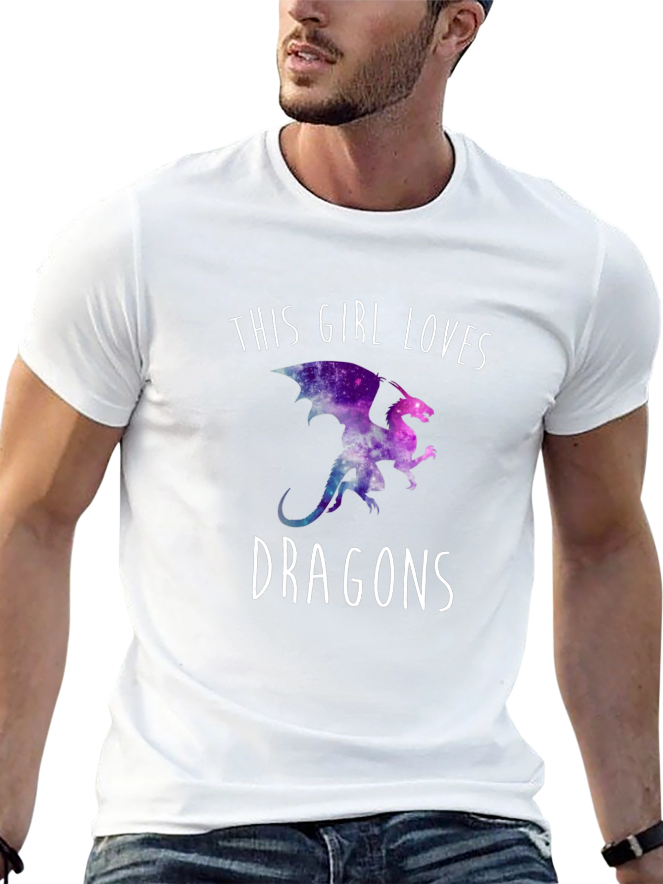 Black This Girl Loves Dragons T-Shirt - Galaxy Dragon Design view 13