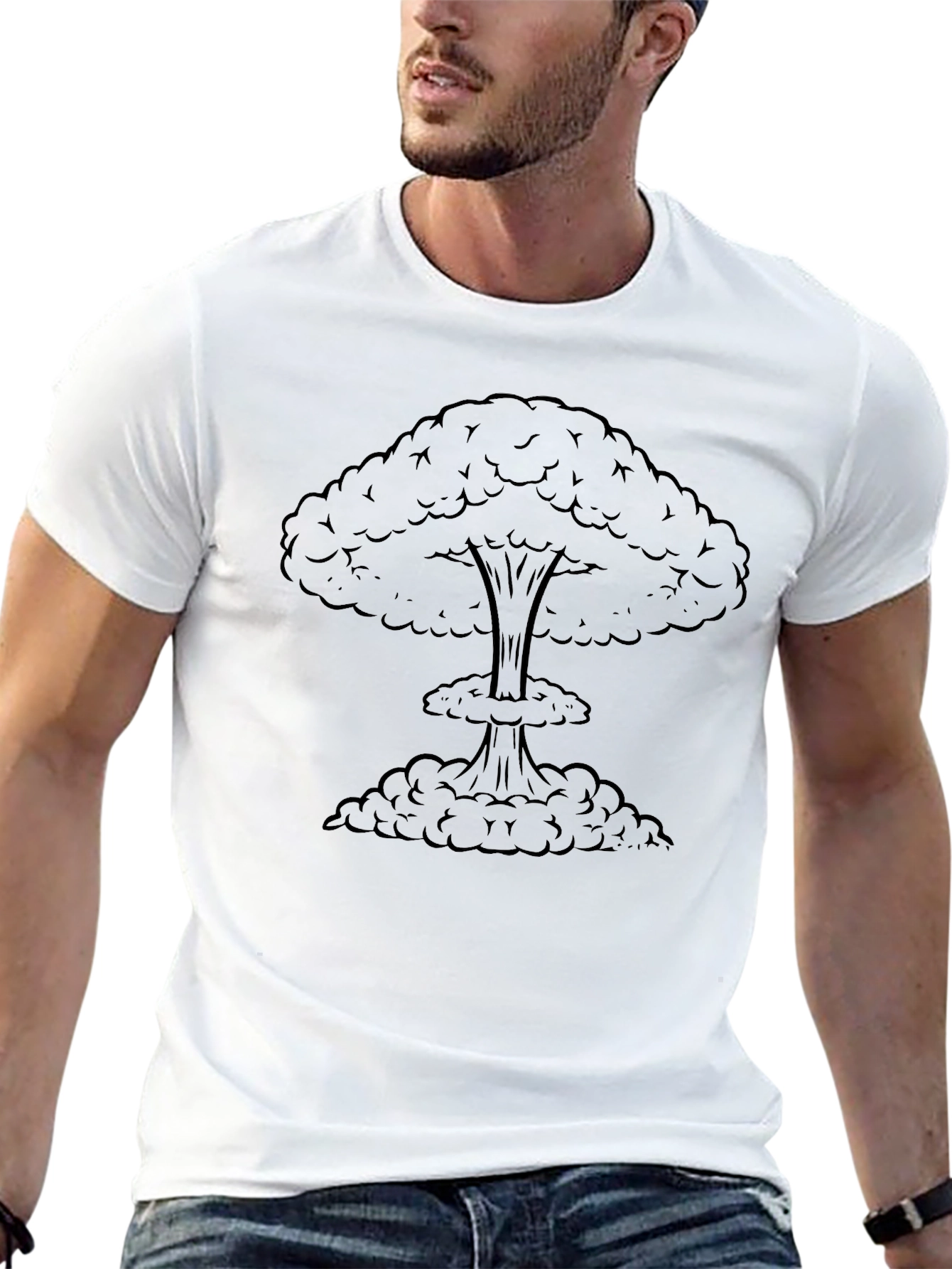 Black Atomic Cloud Graphic Tee - Black Cotton T-Shirt view 13