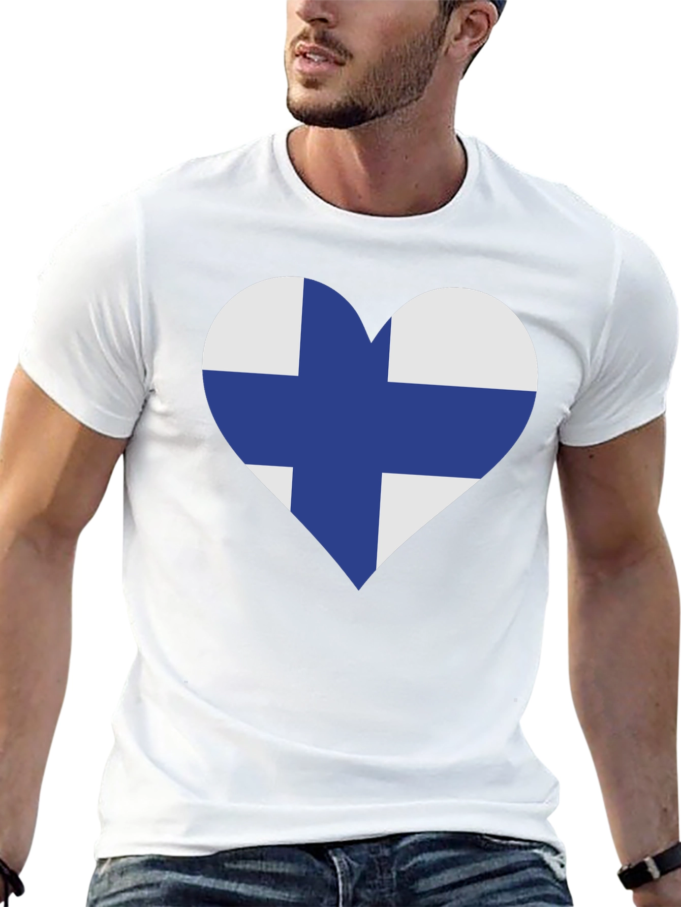 Black Finland Flag Heart T-Shirt - Finnish Pride Tee view 13