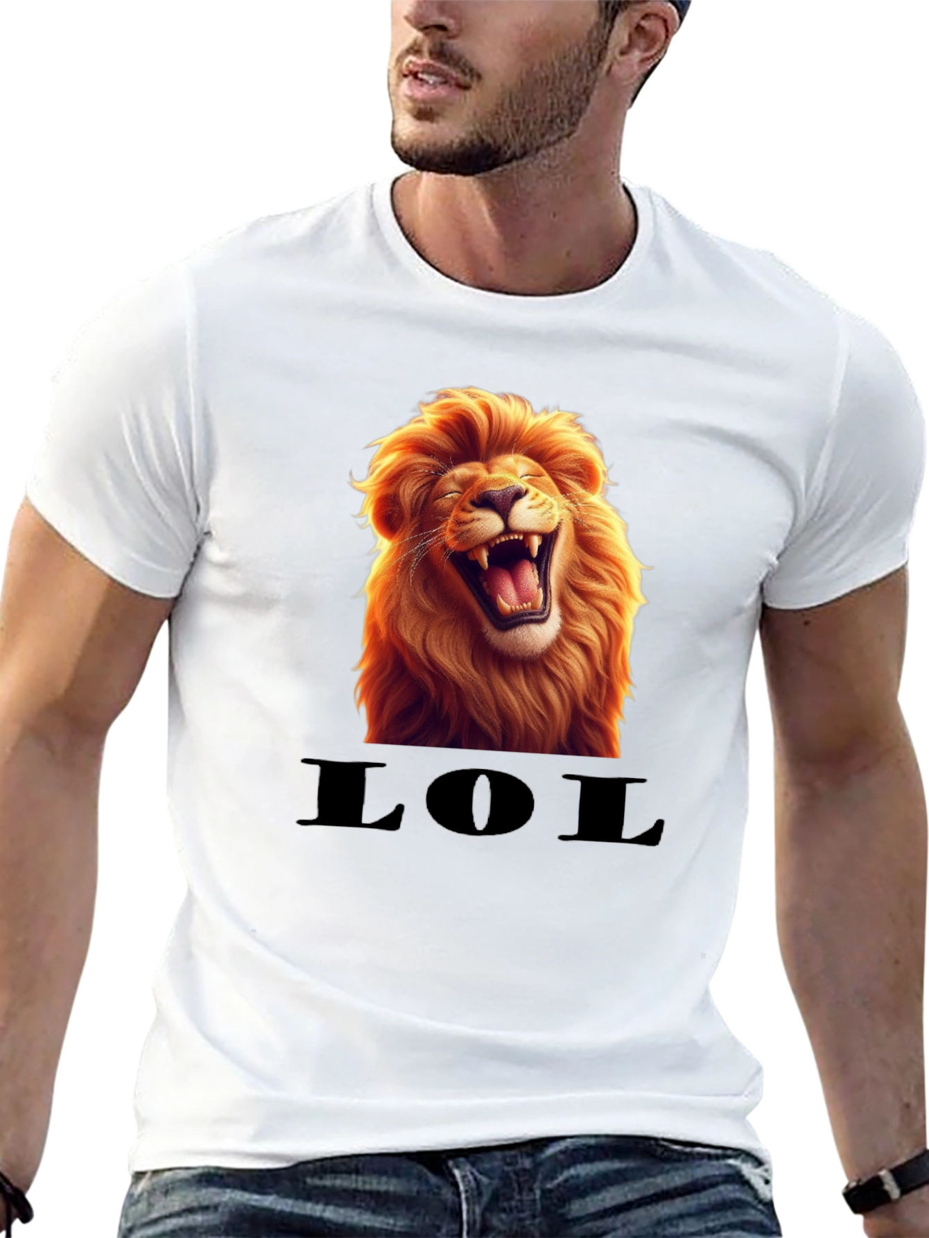 Black Laughing Lion LOL Graphic Tee - Black view 13
