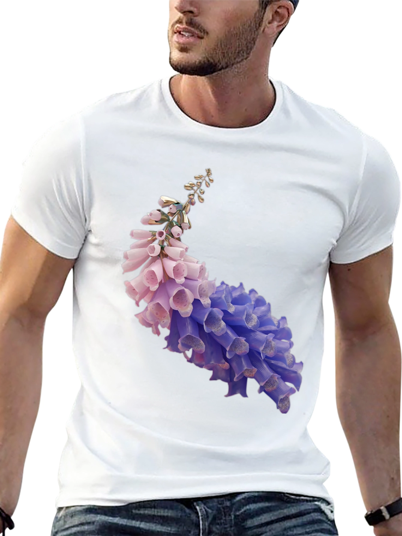 Black Floral Print T-Shirt - Stylish Black Tee view 13