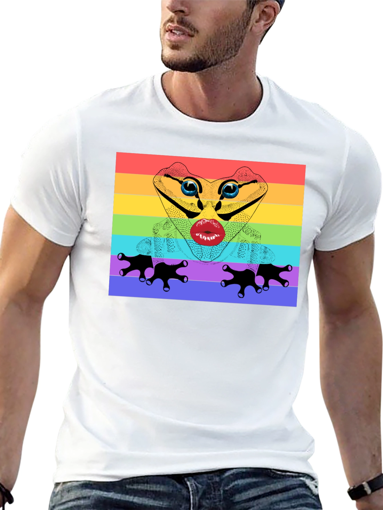 Black Rainbow Frog Lips T-Shirt - Pride Apparel view 13