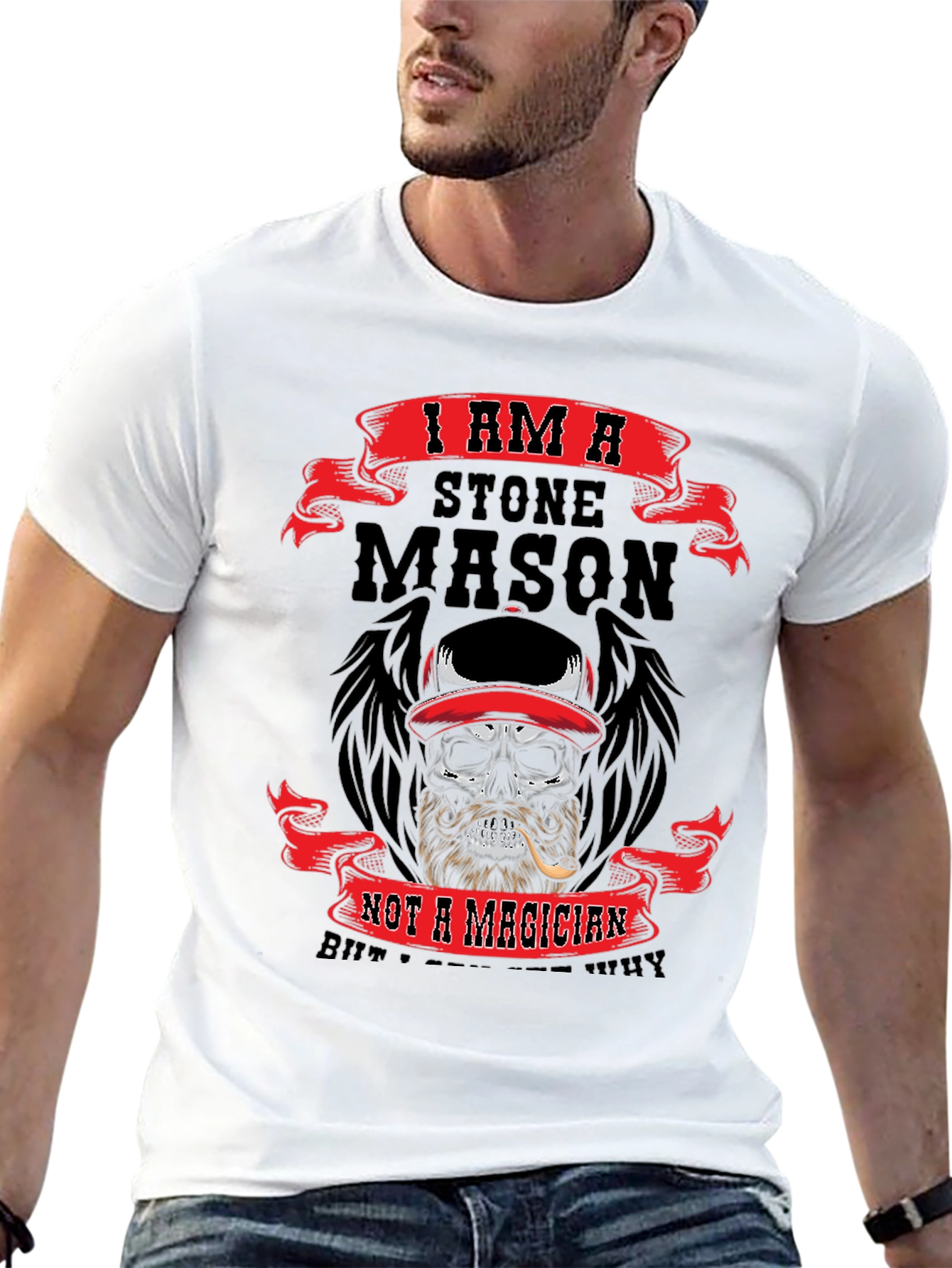 Black Stone Mason Skull Graphic T-Shirt view 13