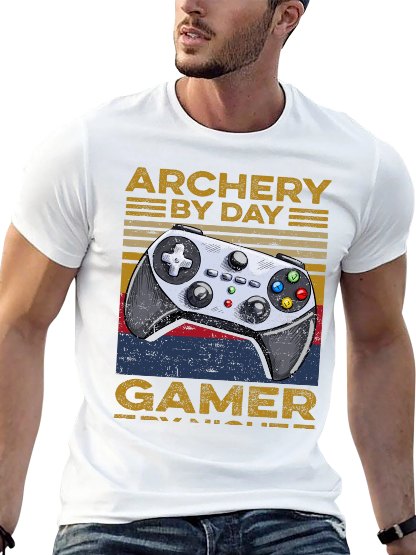 Black Archery By Day Gamer By Night T-Shirt view 13