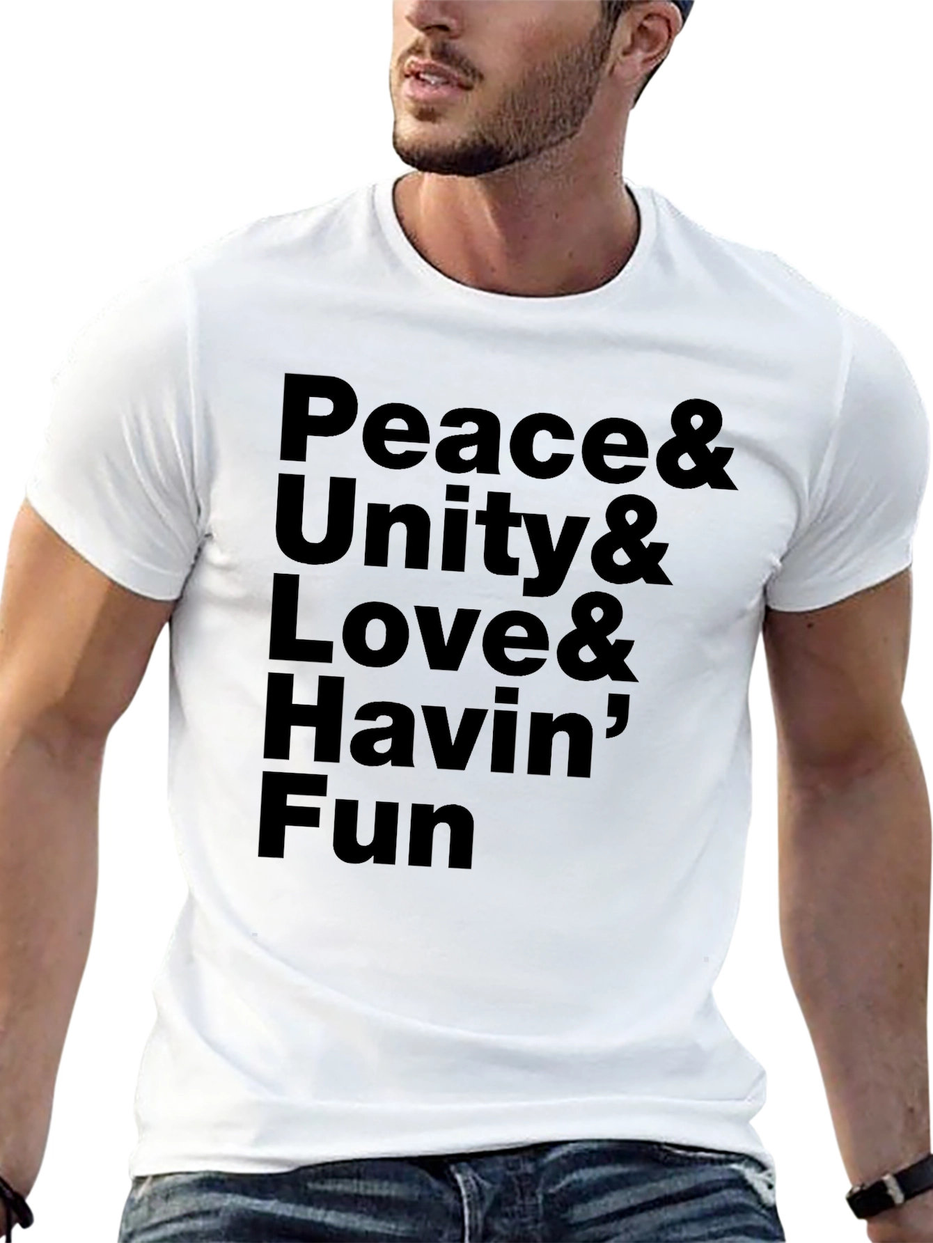 Black Peace Unity Love Fun Black Graphic Tee view 13