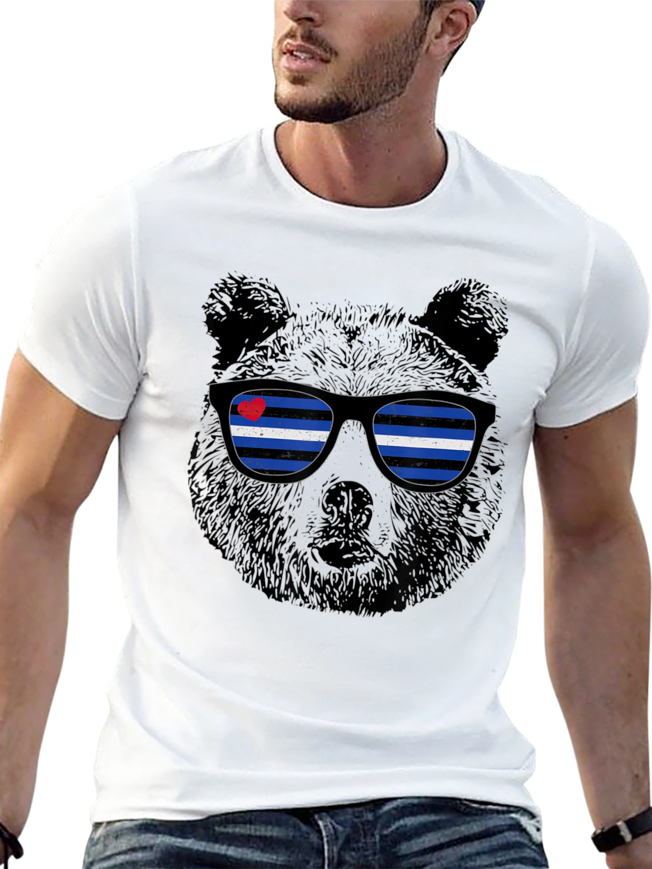 Black Bear Pride T-Shirt - Leather Flag Sunglasses view 13