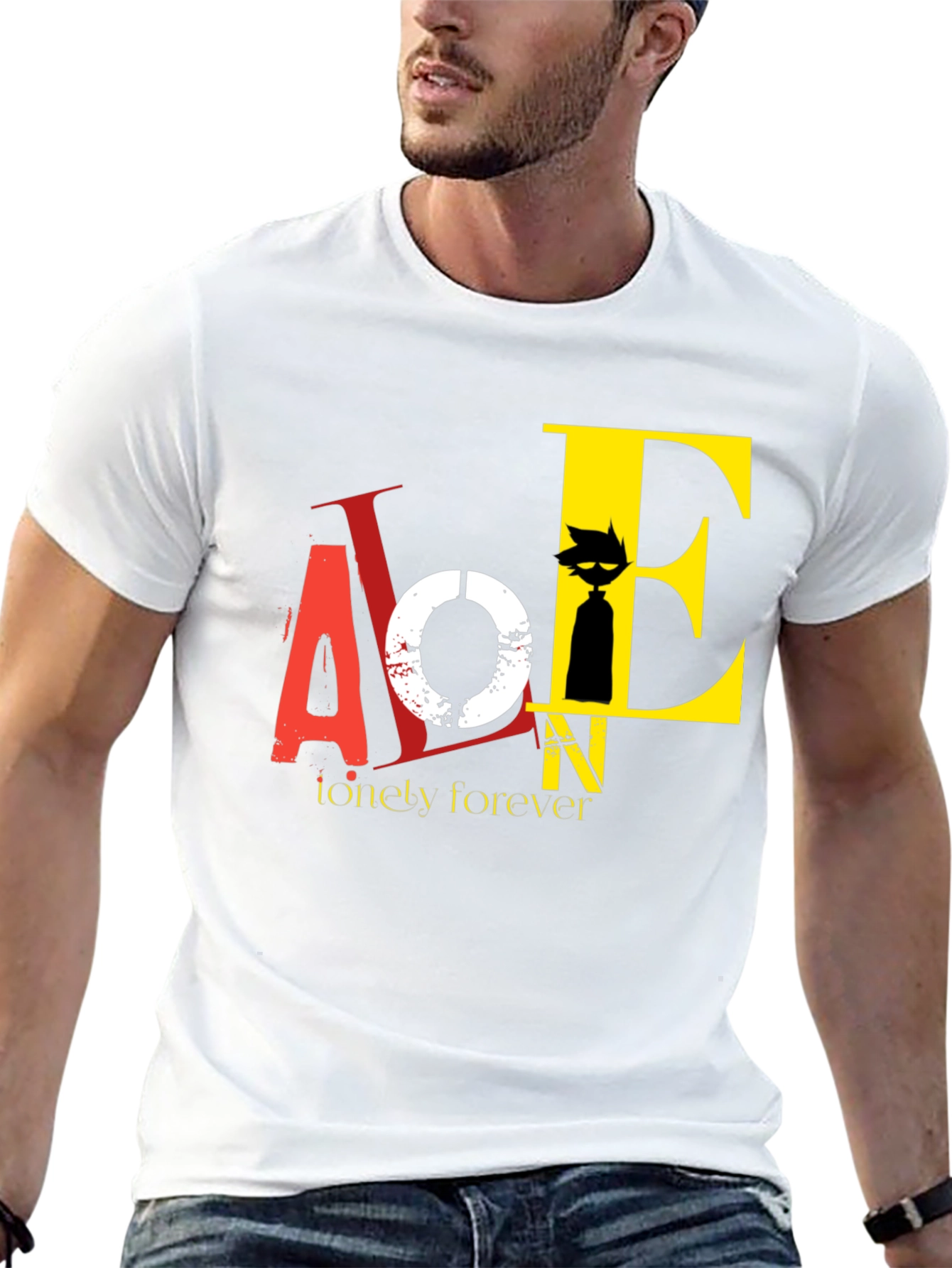 Black Lonely Forever Graphic Tee - Black Cotton T-Shirt view 13