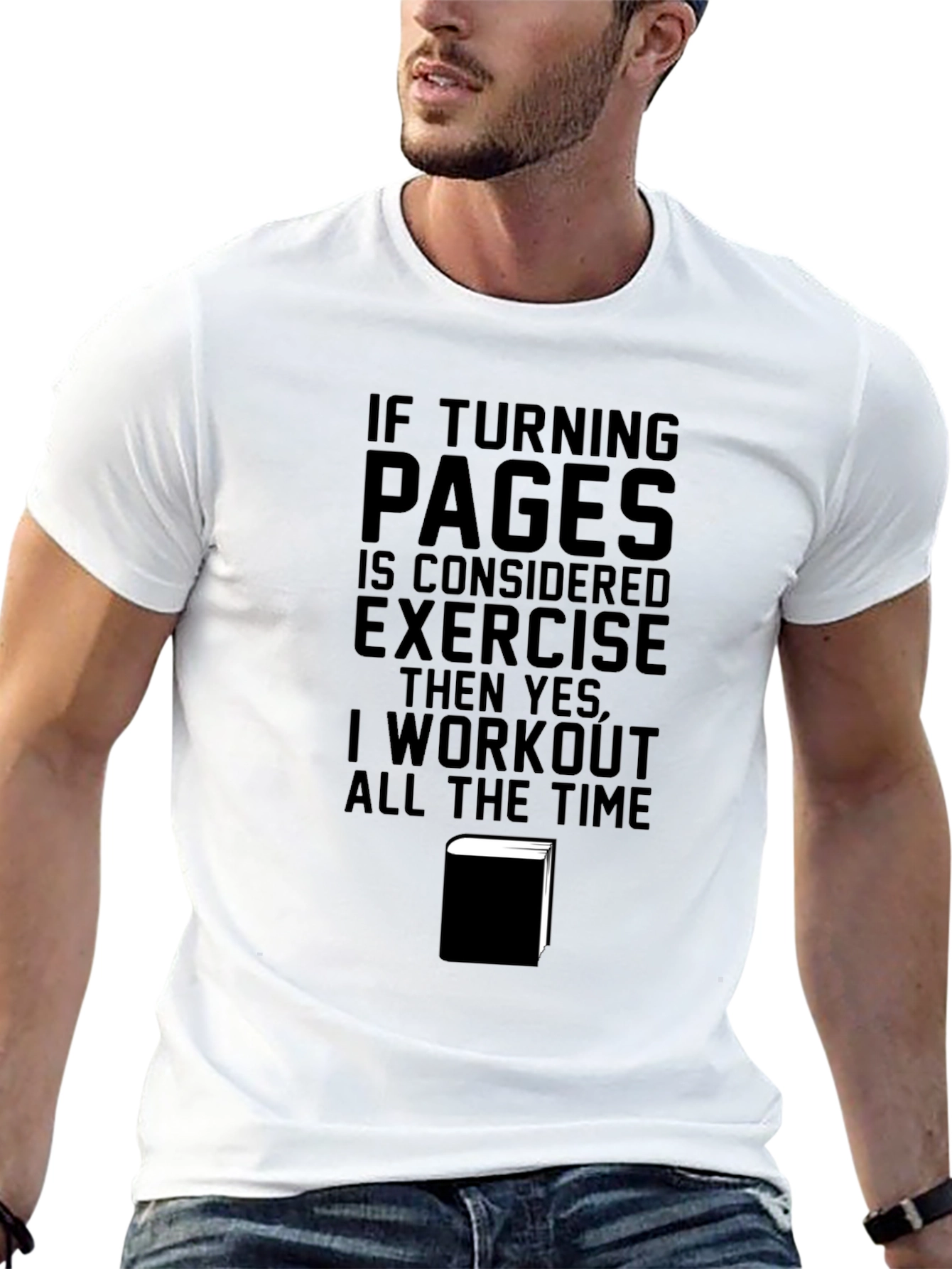 Black Funny Book Lover T-Shirt - Turning Pages is Exercise view 13