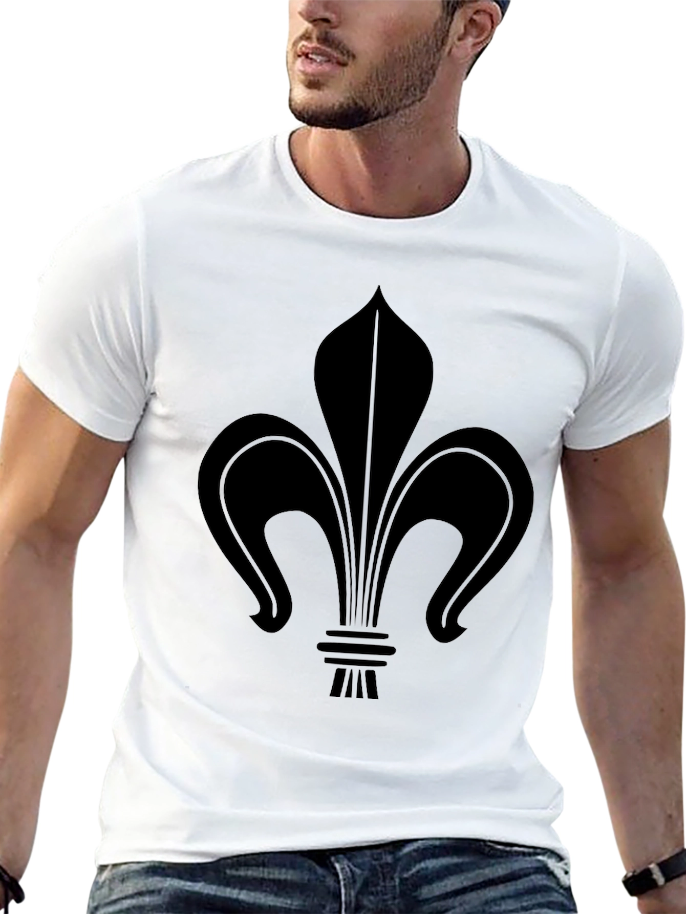 Black Fleur-de-lis Graphic Black T-Shirt view 13