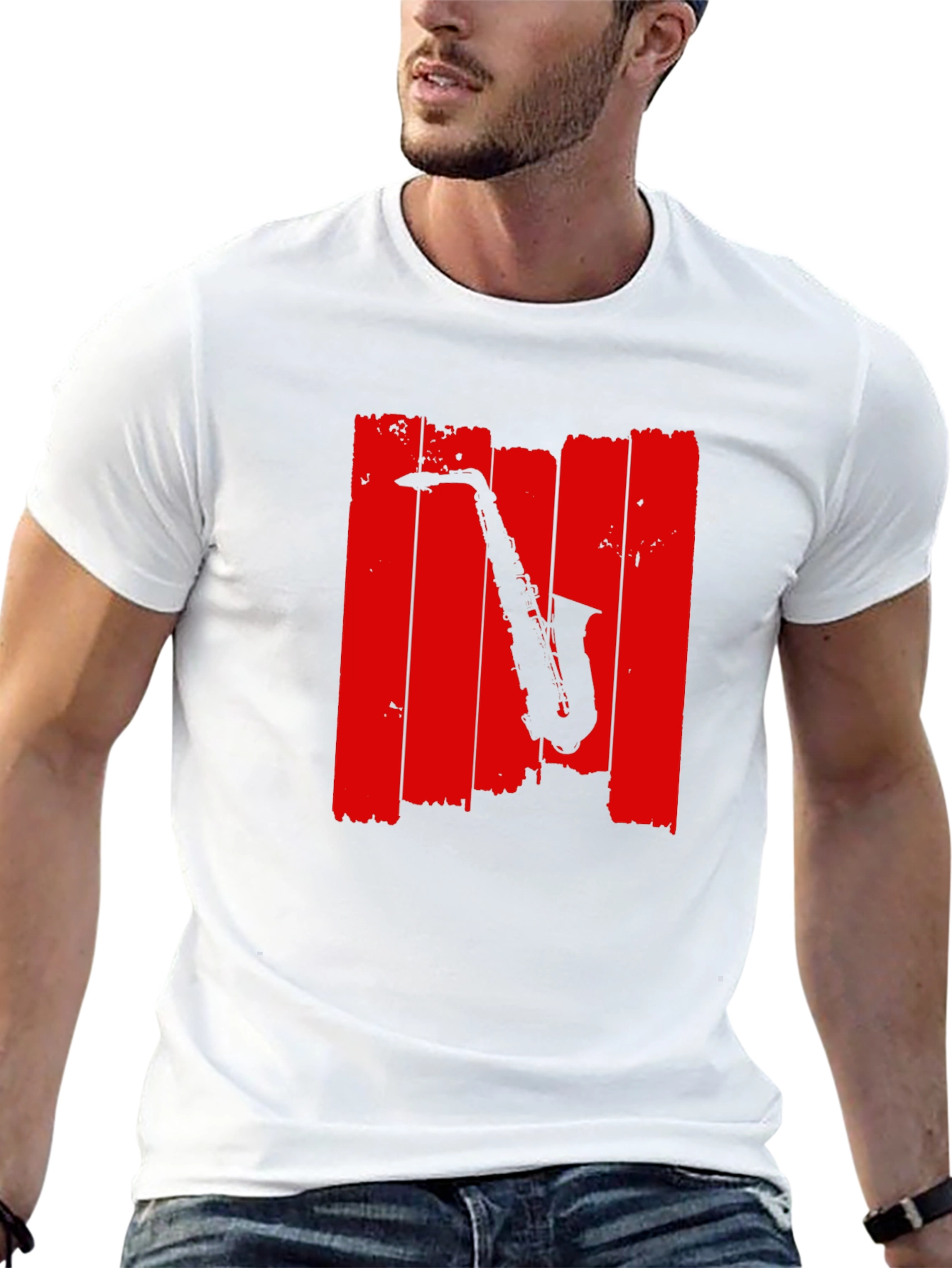 Black Saxophone Graphic Black T-Shirt - Musical Style view 13