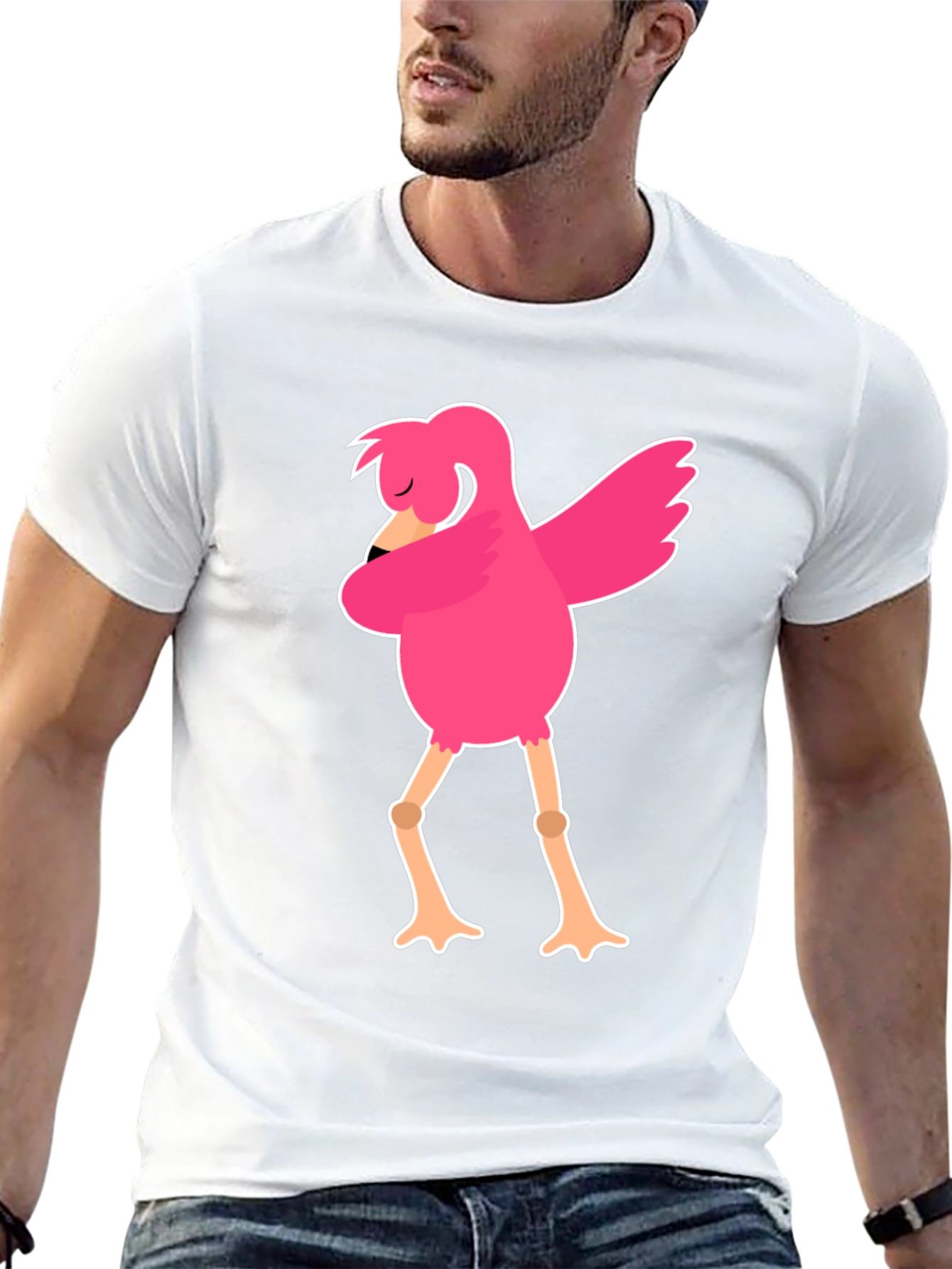 Black Funny Flamingo Dab Dance Black T-Shirt view 13