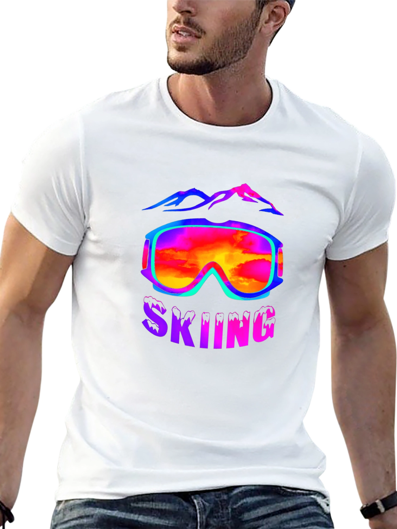 Black Skiing Goggles T-Shirt - Mountain Adventure Tee view 13