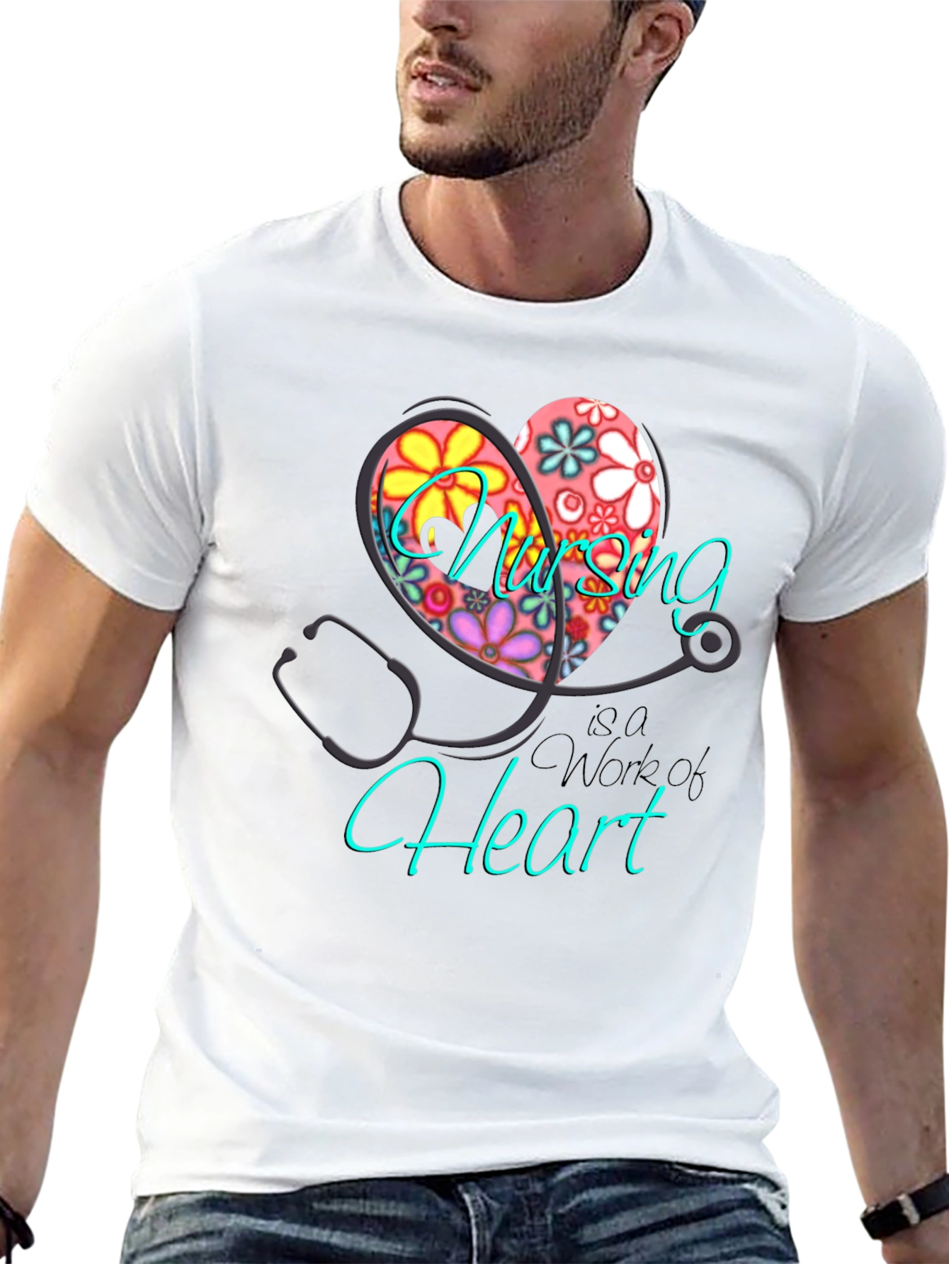 Black Nursing is a Work of Heart T-Shirt view 13