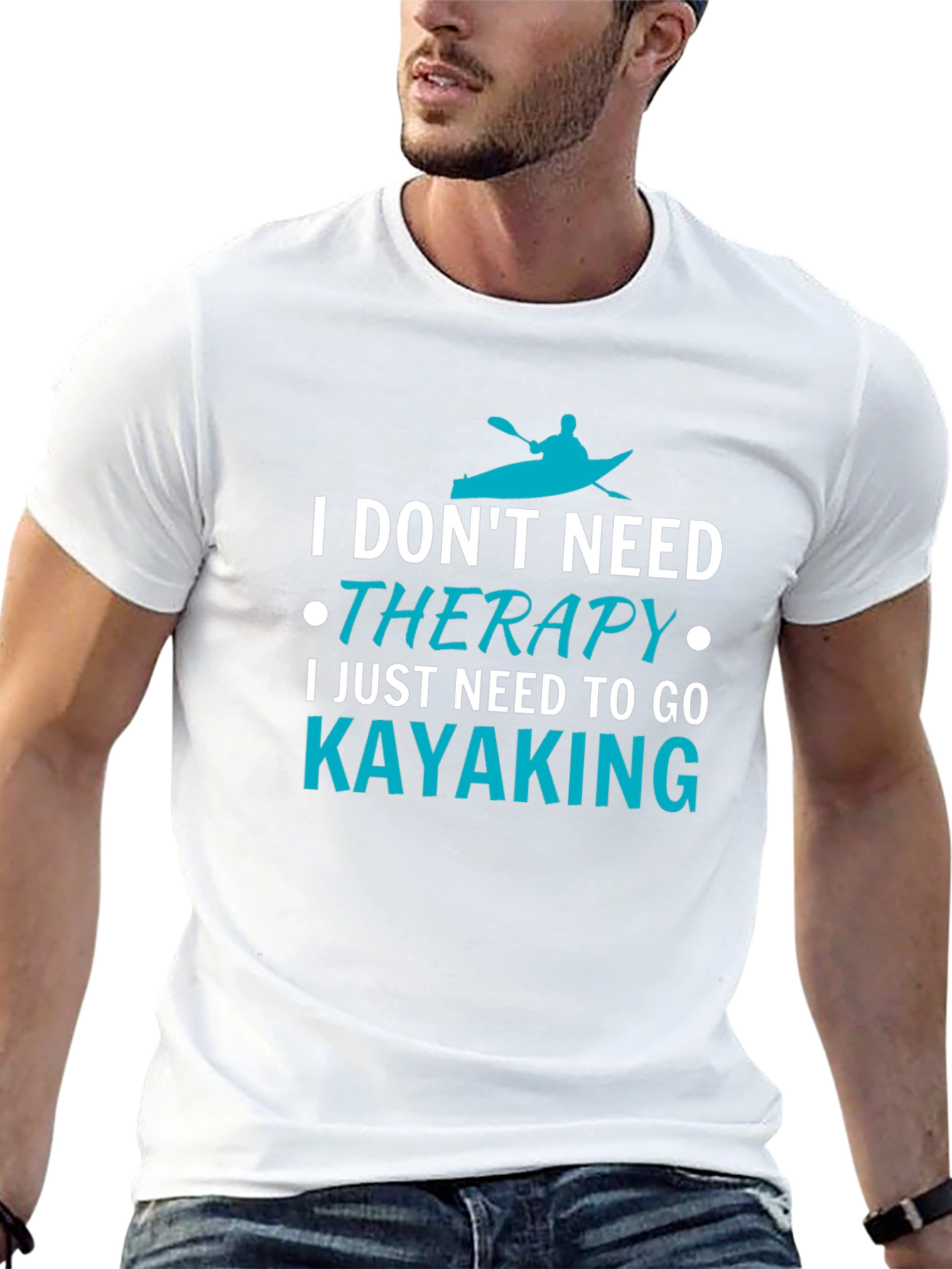 Black Kayaking Therapy T-Shirt - Paddling Adventure Tee view 13