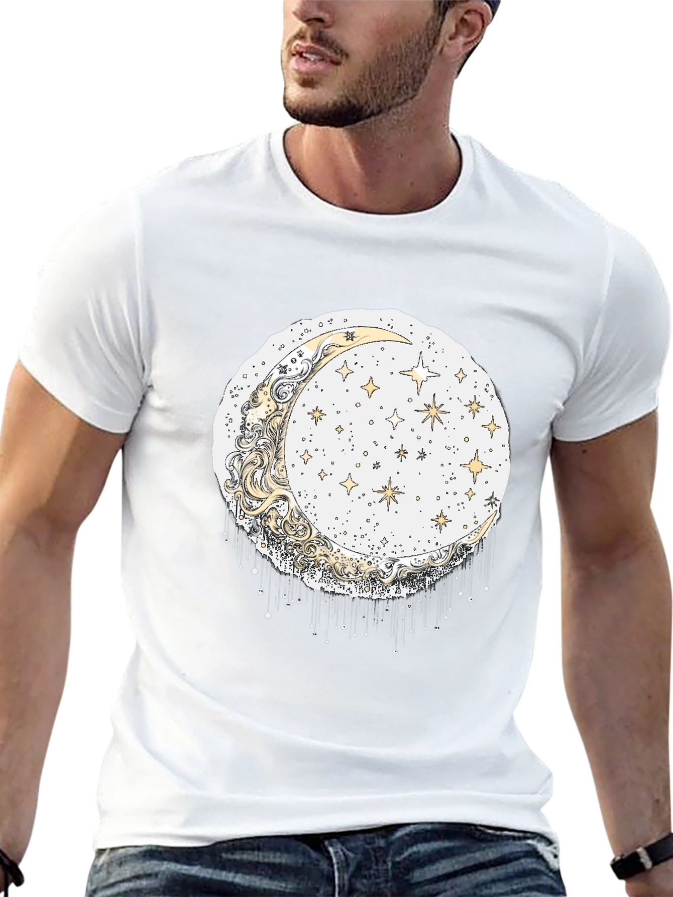 Black Celestial Moon & Stars Graphic Tee view 13