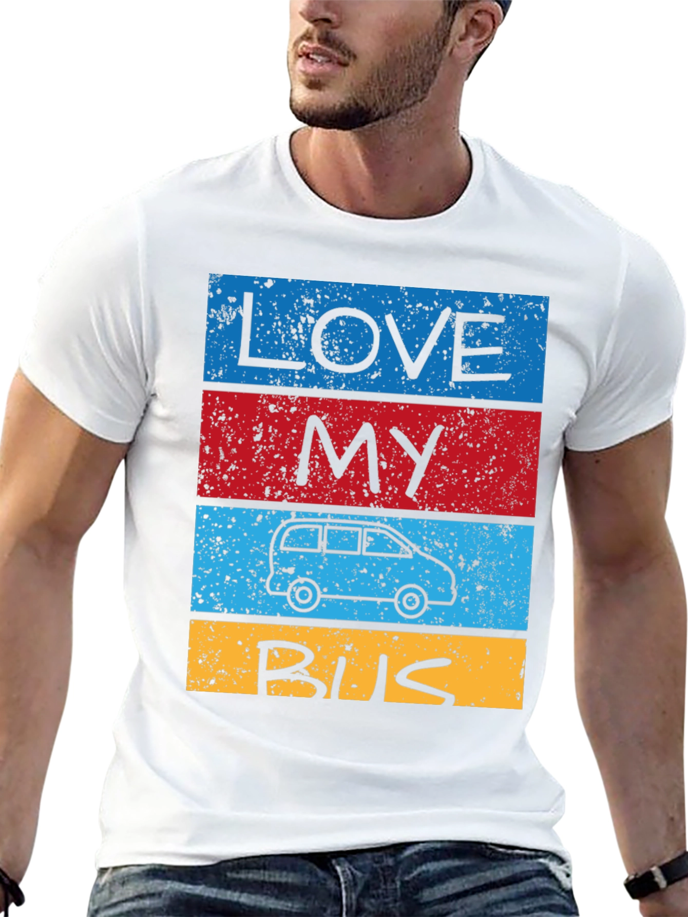 Black Love My Bus T-Shirt - Retro Van Design view 13