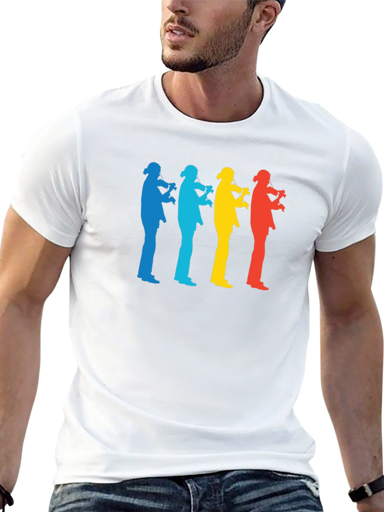 Black Rainbow Violinist Silhouette Graphic Tee - Cool Music Lover Shirt view 13