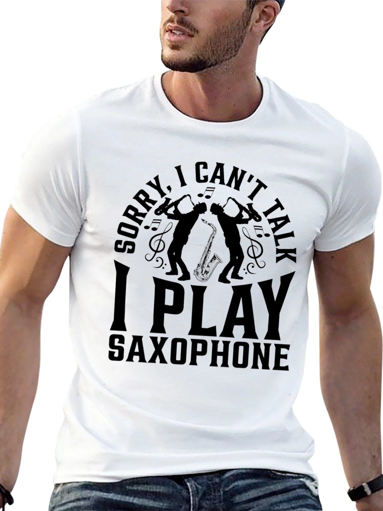 Black Saxophone Player Black T-Shirt view 13