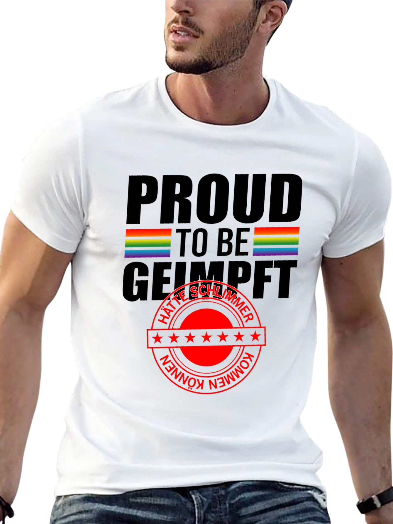 Black Proud to be Geimpft T-Shirt view 13