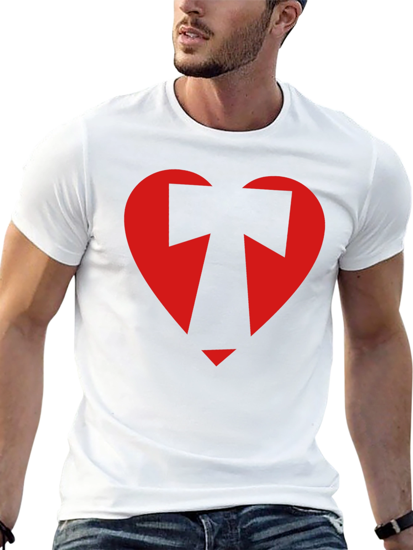 Black Geometric Heart Graphic Tee - Black view 13