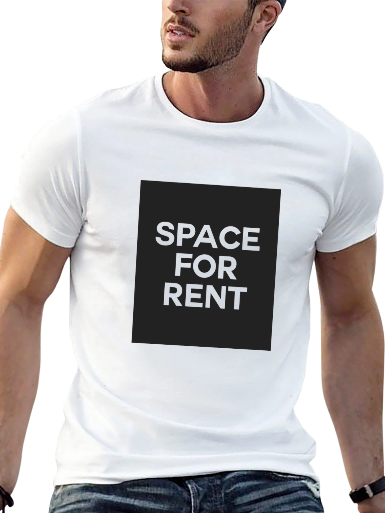 Black Men's Black Crew Neck T-Shirt - Space for Rent view 13
