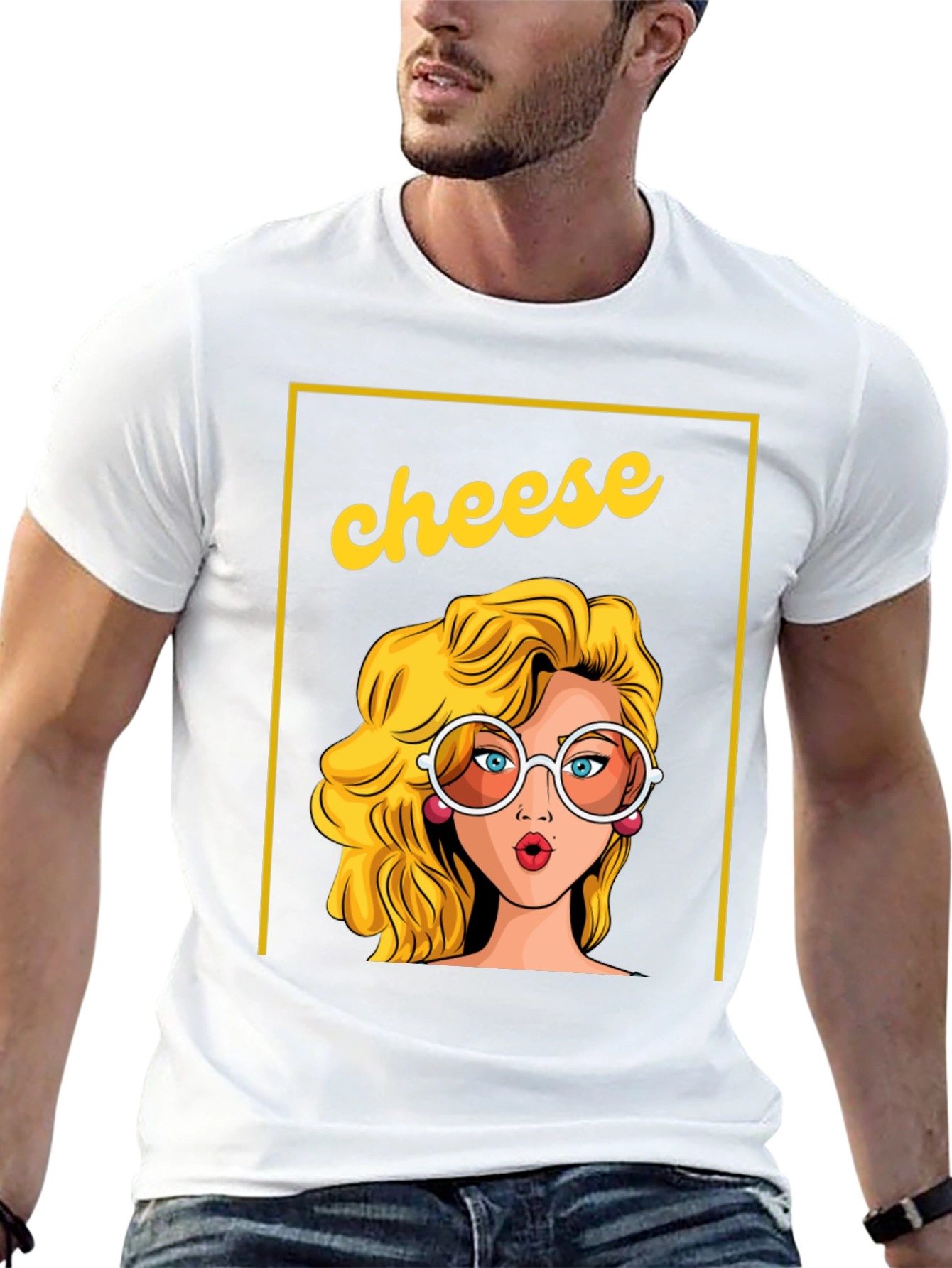 Black Retro 'Cheese' Graphic Tee - Unisex Black T-Shirt view 13