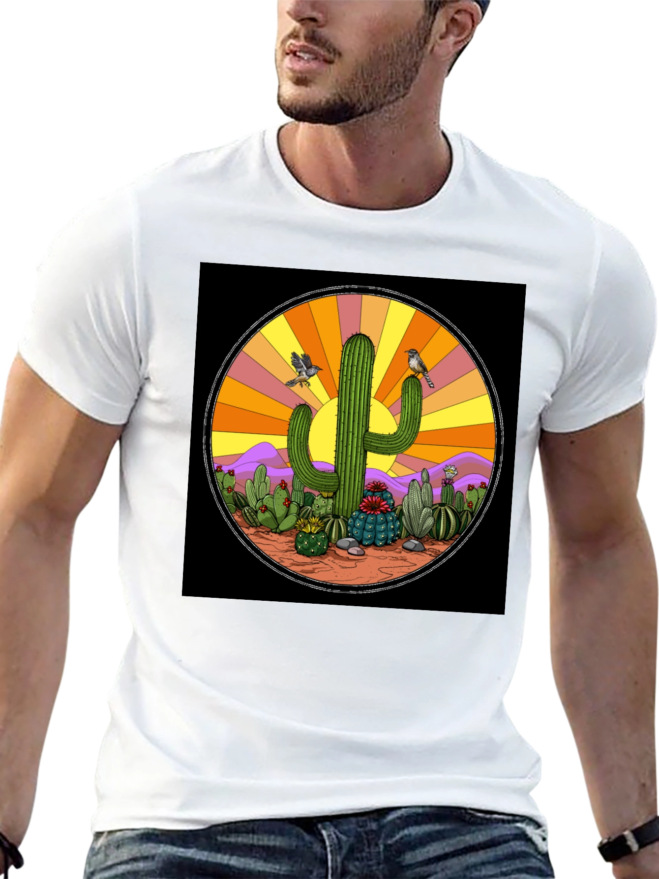 Black Cactus Desert Graphic T-Shirt view 13