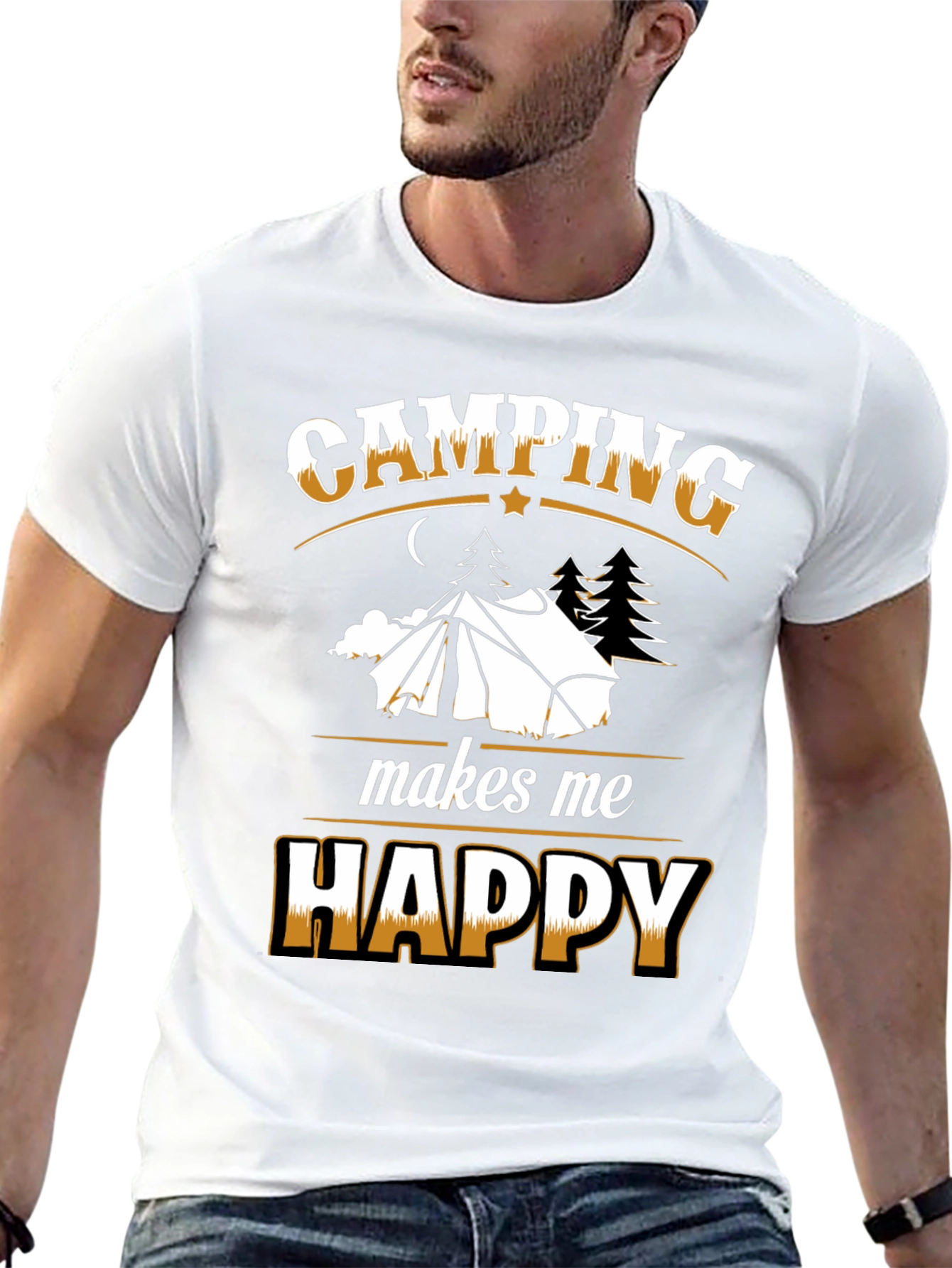 Black Camping Makes Me Happy Black T-Shirt view 13