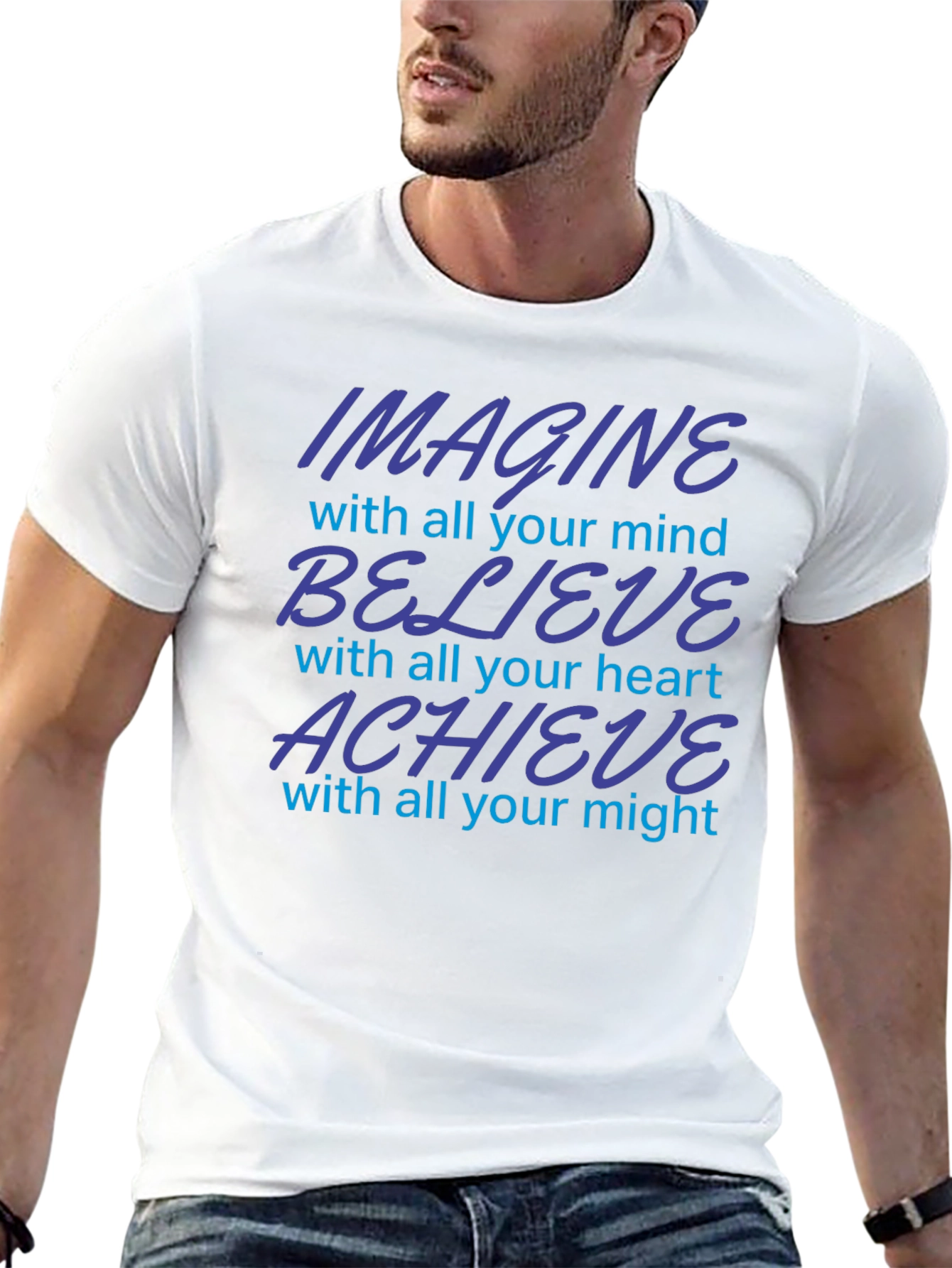 Black Imagine Believe Achieve Motivational T-Shirt view 13