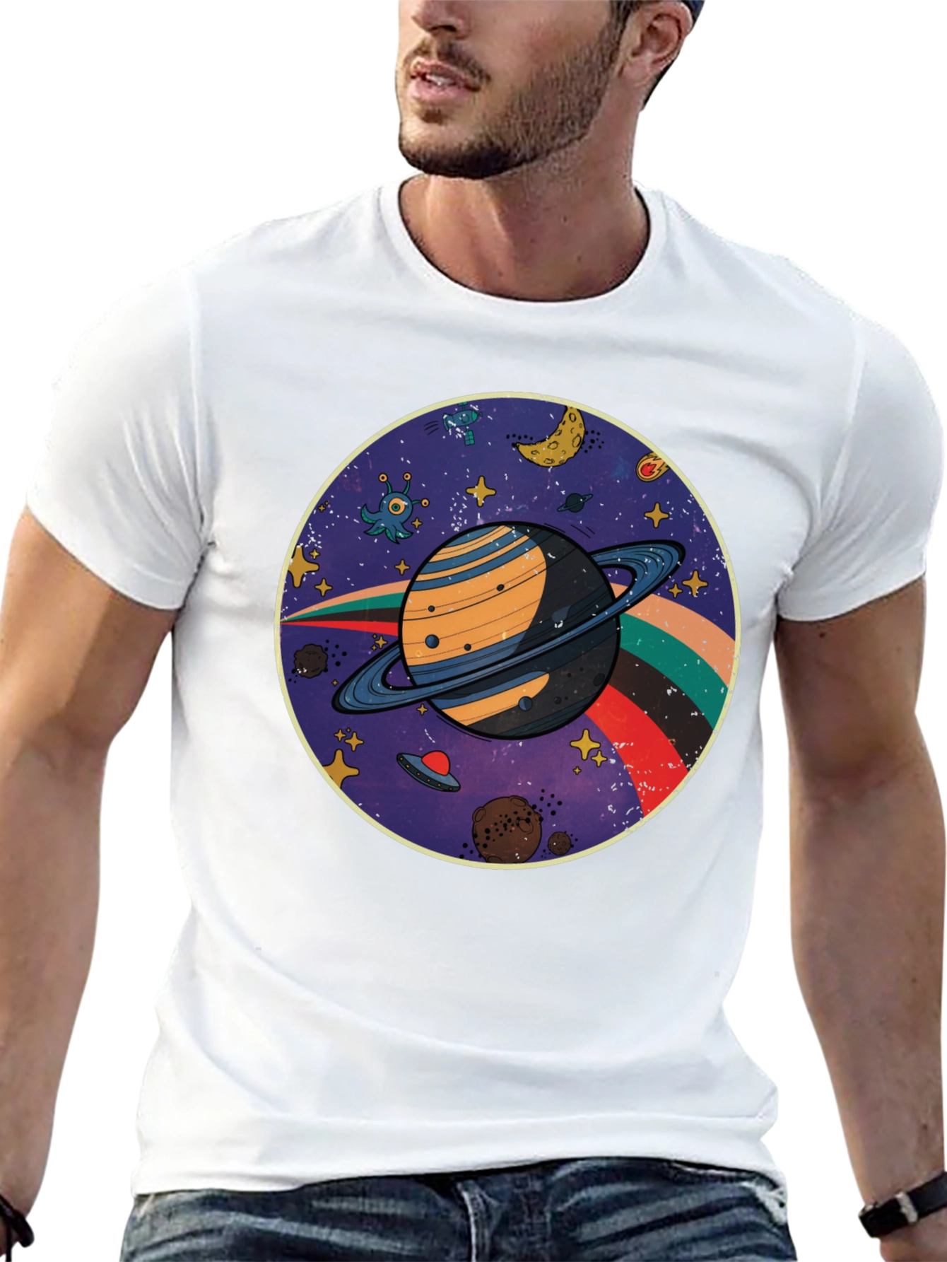 Black Retro Planet T-Shirt view 13