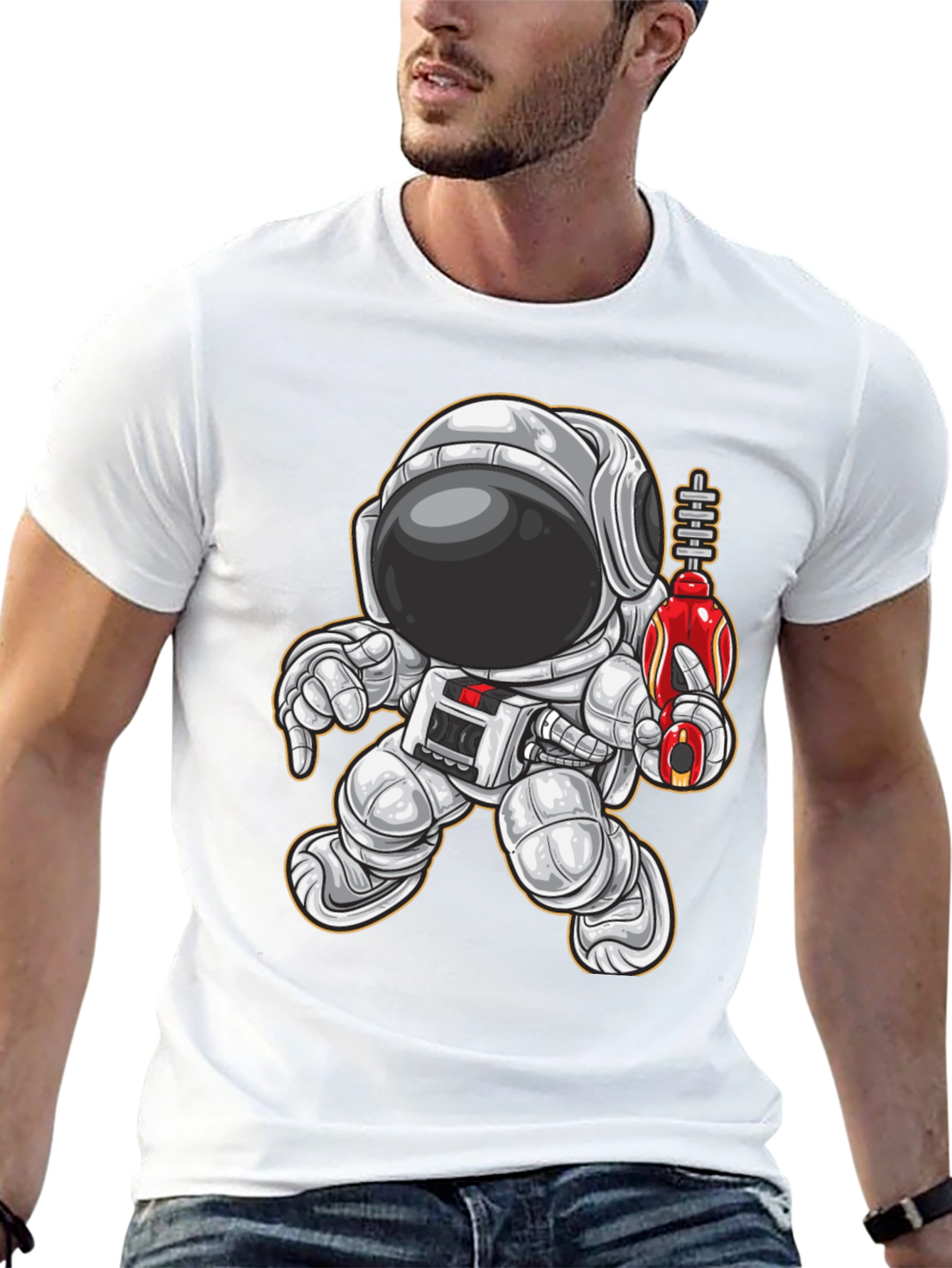 Black Astronaut Graphic Tee - Space Explorer T-Shirt view 13
