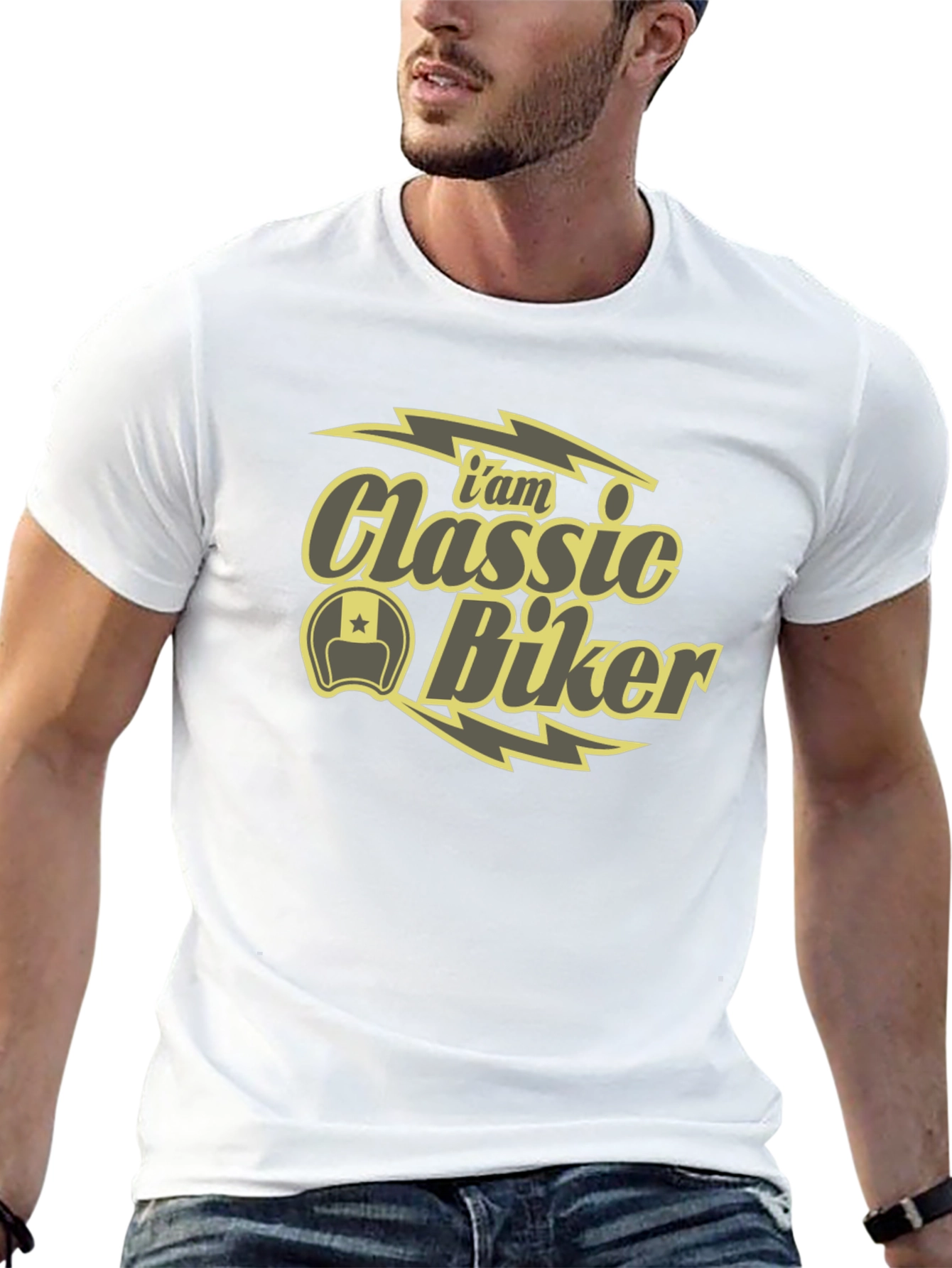 Black Classic Biker T-Shirt - Cool Motorcycle Design view 13