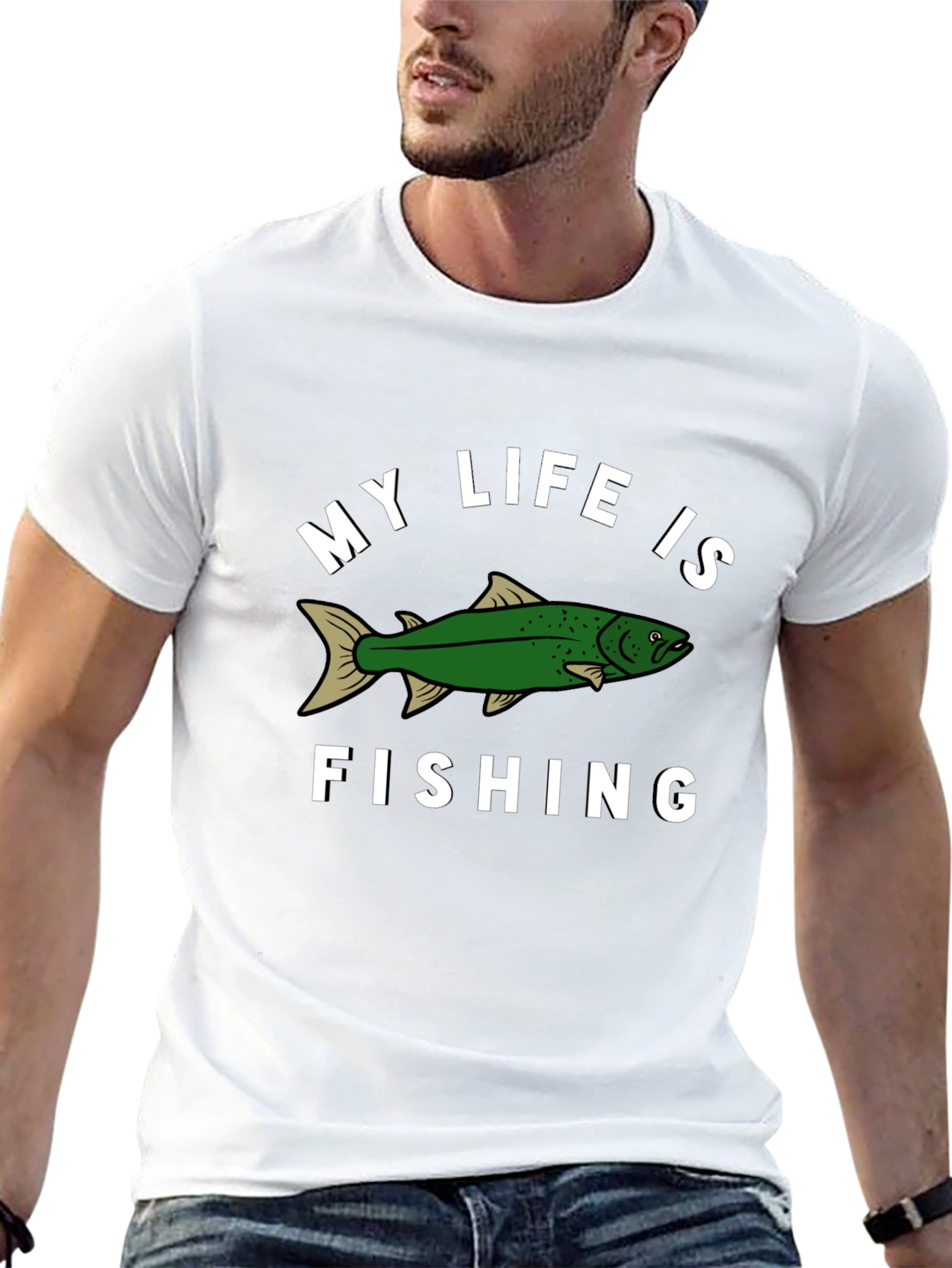 Black My Life Is Fishing Graphic Tee view 13