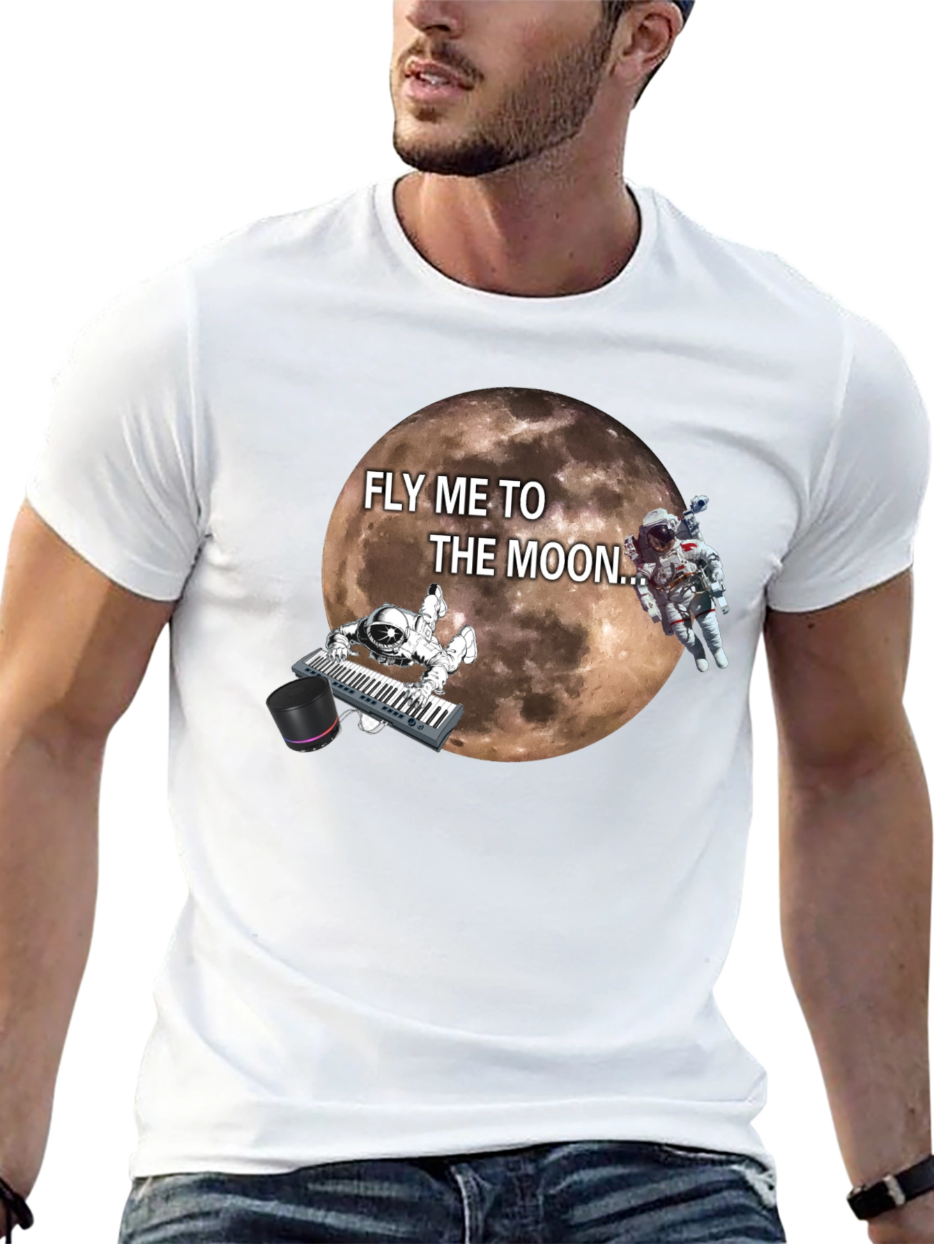 Black Fly Me To The Moon Graphic T-Shirt view 13