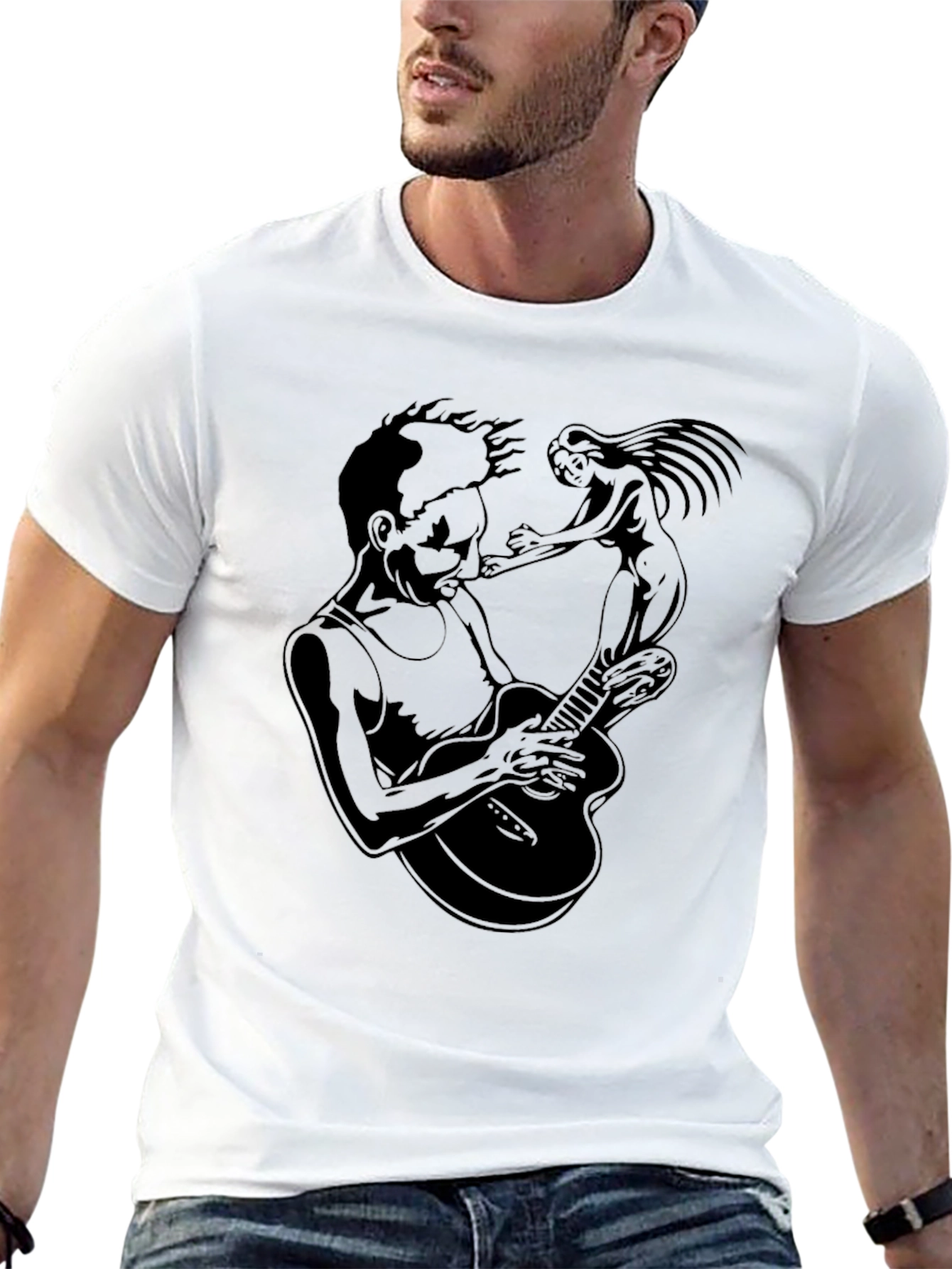 Black Guitarist & Muse Graphic Tee - Black view 13