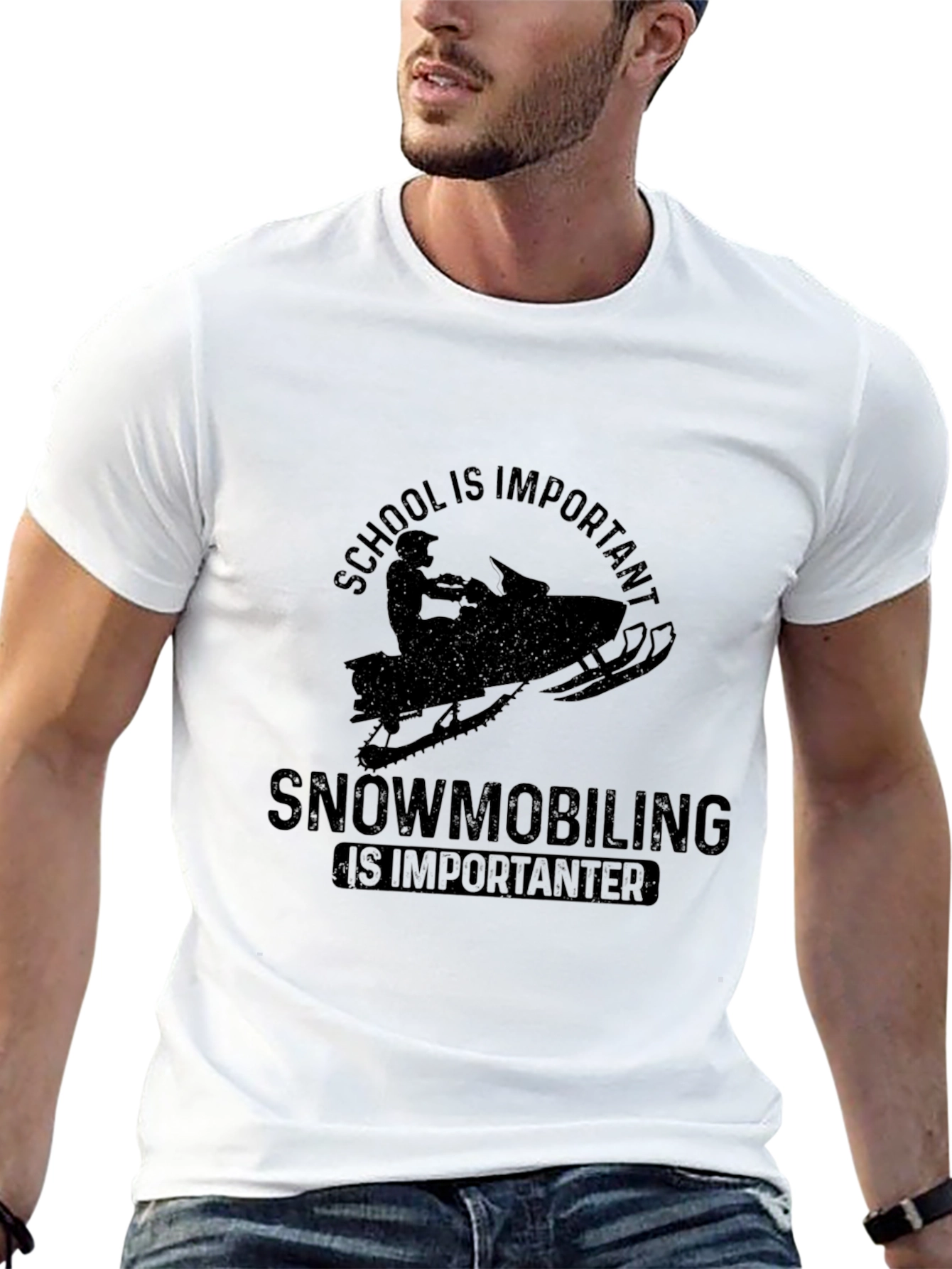 Black Snowmobiling Is Importanter T-Shirt view 13